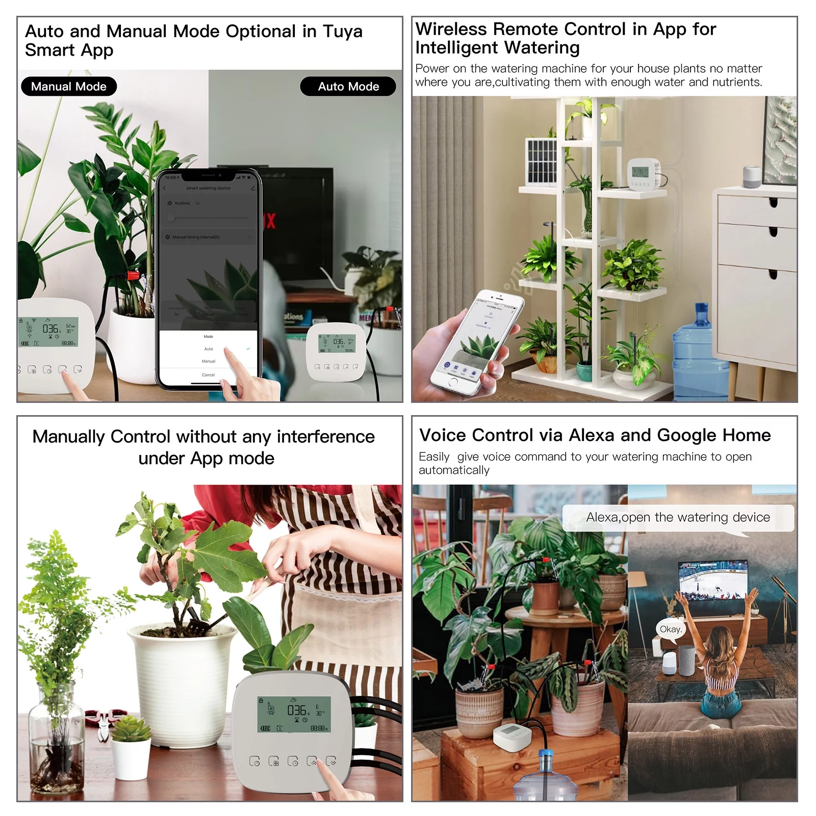 Yabuy Easy to Install Automatic Watering System, Dual Pump, WiFi/ Voice/ Manual Control, Home and Office