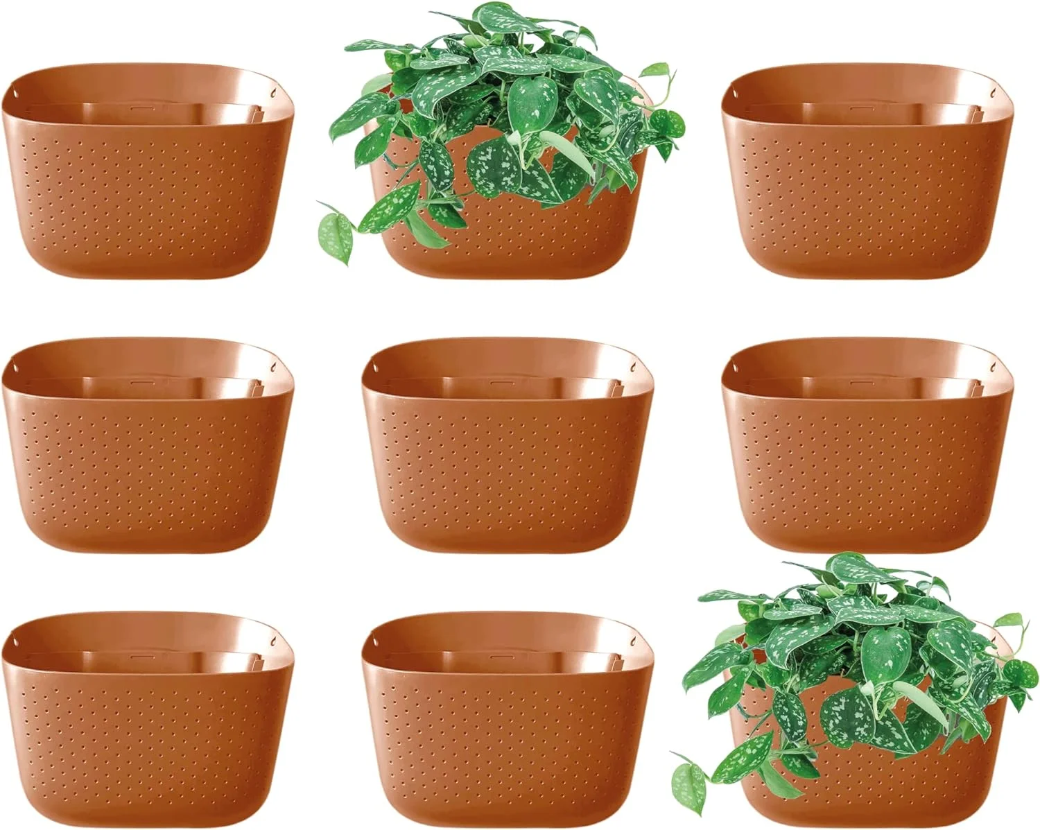 Eco Wall Planter, Create a Plant Wall with Hanging Planters for Indoor or Outdoor Use (Terracotta, 9)