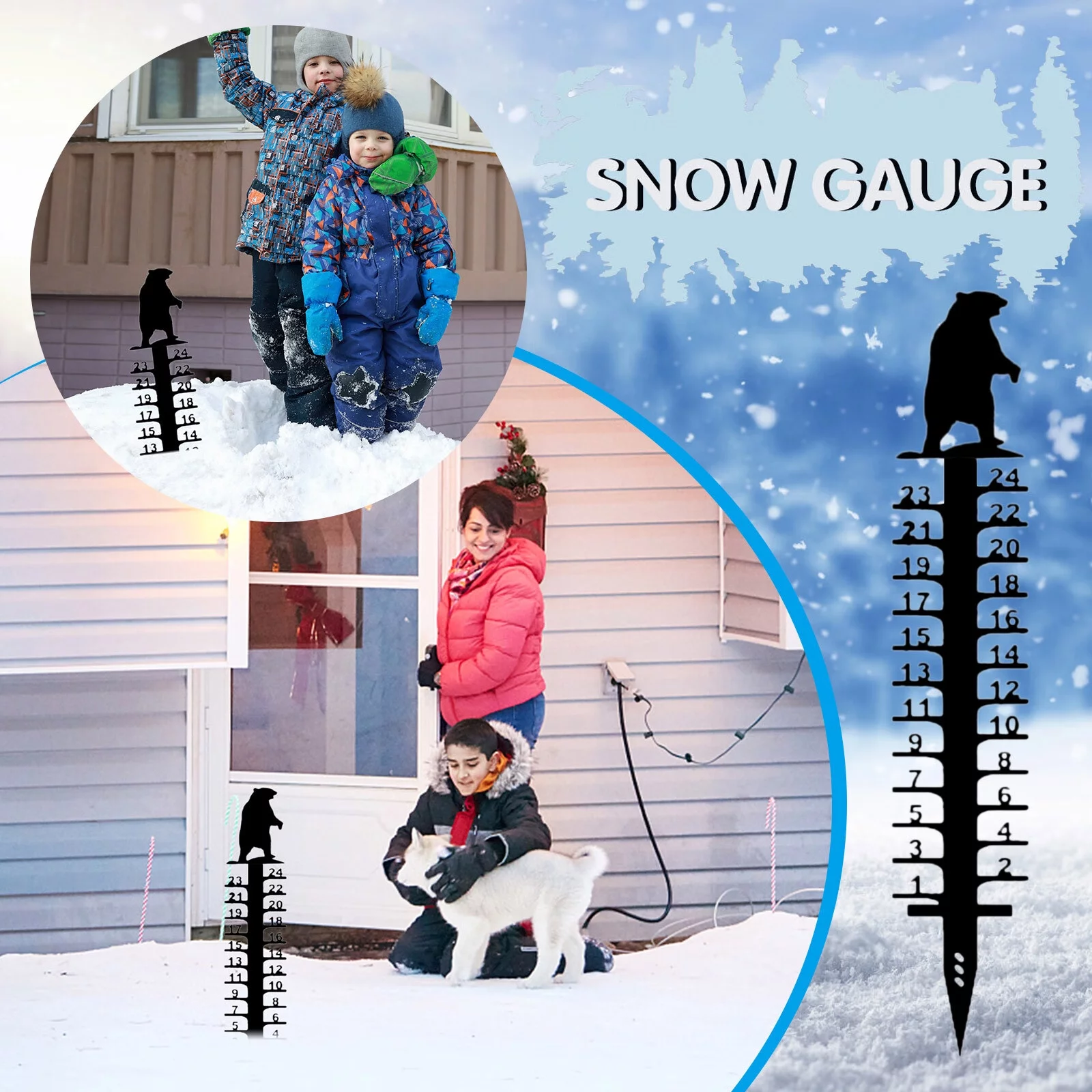 Gift 24cm Snowflake Snow Measuring Instrument Snowmobile Snow Measuring Instrument Metal Snow Measuring Ruler Outdoor Garden Ornament