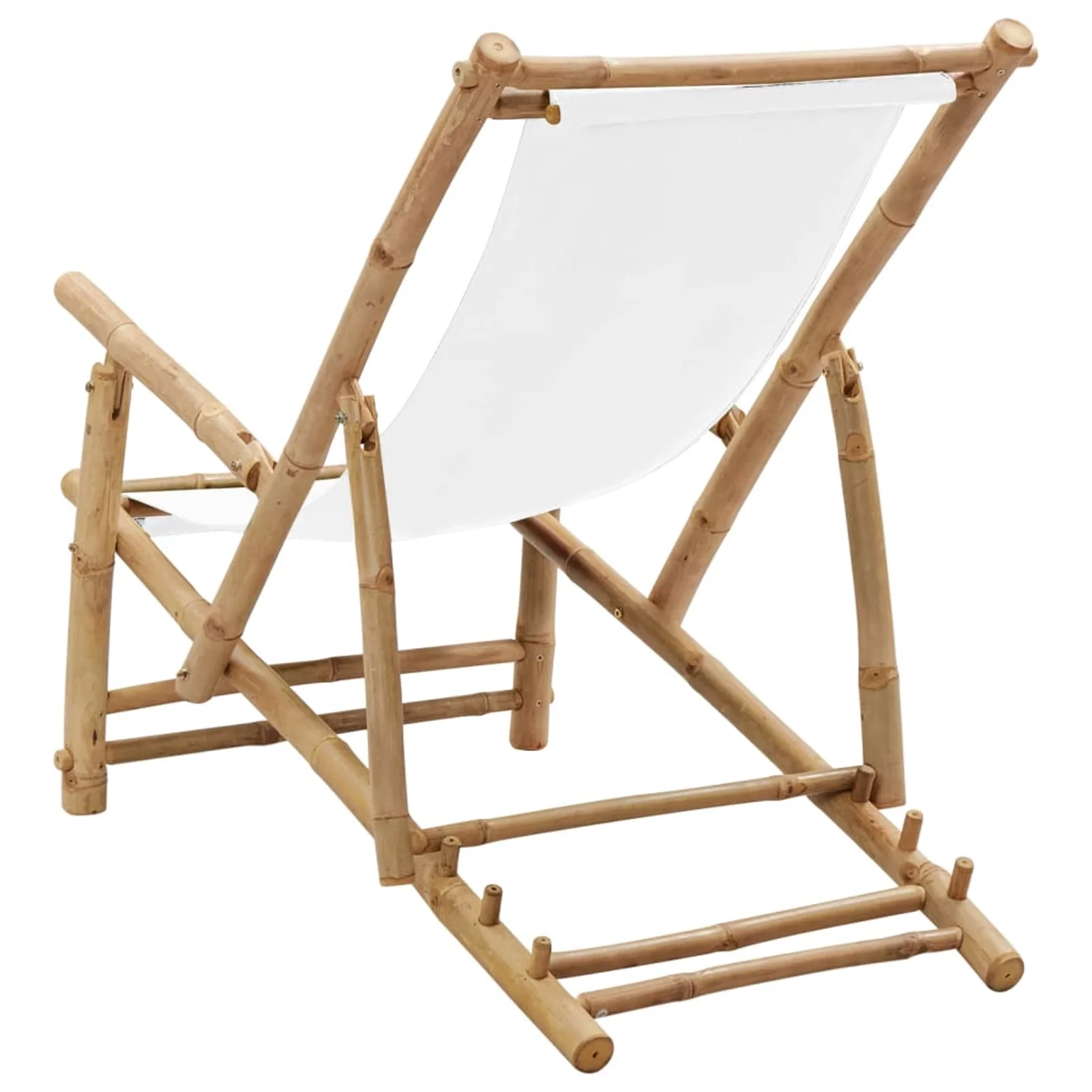 walmeck Deck Chair Bamboo and Canvas White