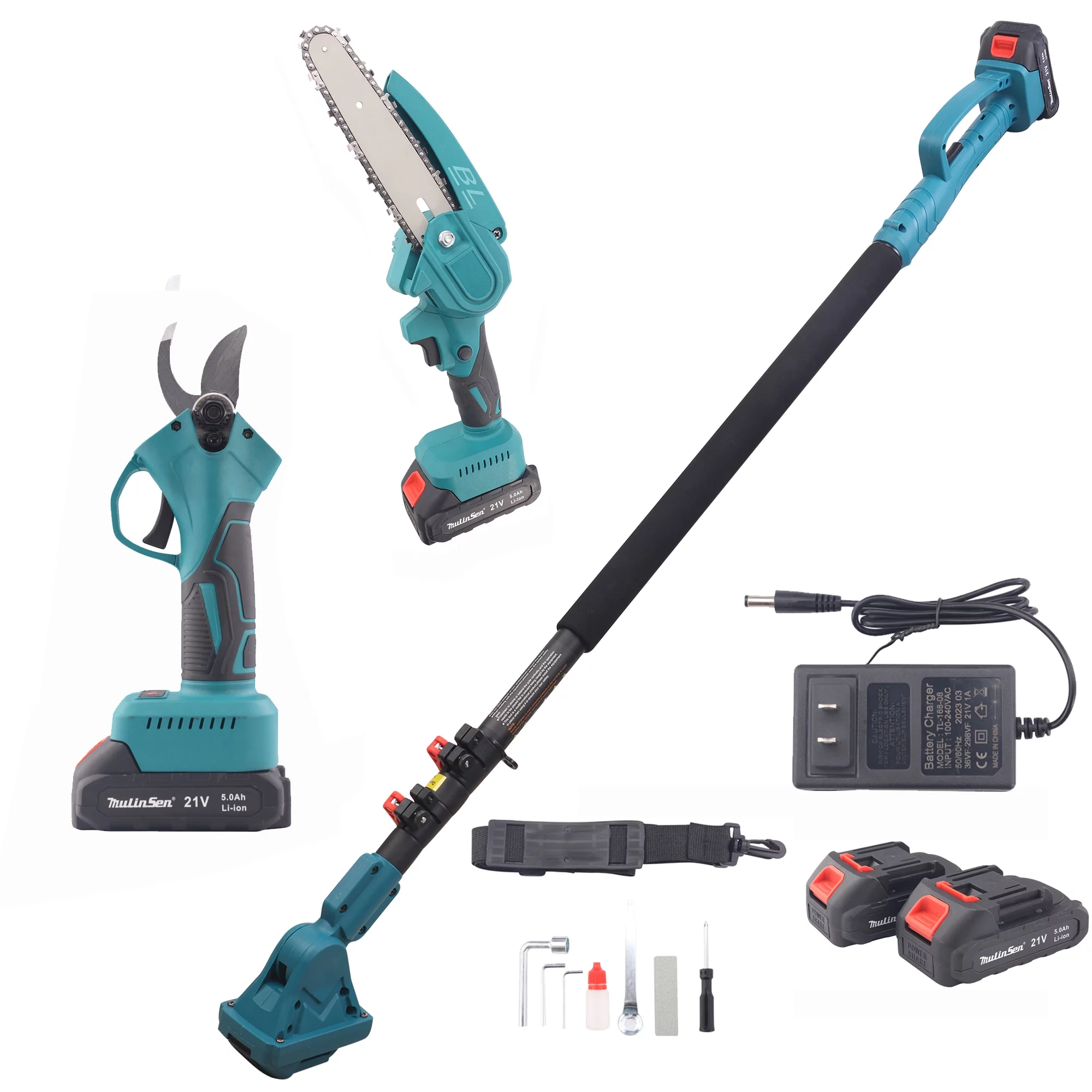 Chainsaw with 2 Battery Power Chain Saw Handheld Chainsaw for Tree Trimming Wood Cutting