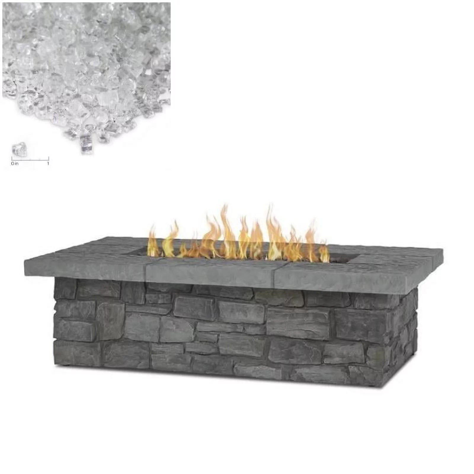 Home Square 2-Piece Set with Propane Fire Table with Conversion Kit Fire Glass
