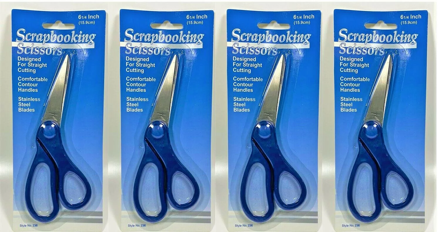 LOT OF 4 Scrapbooking Lightweight Scissors, 6 Inch (BLUE)