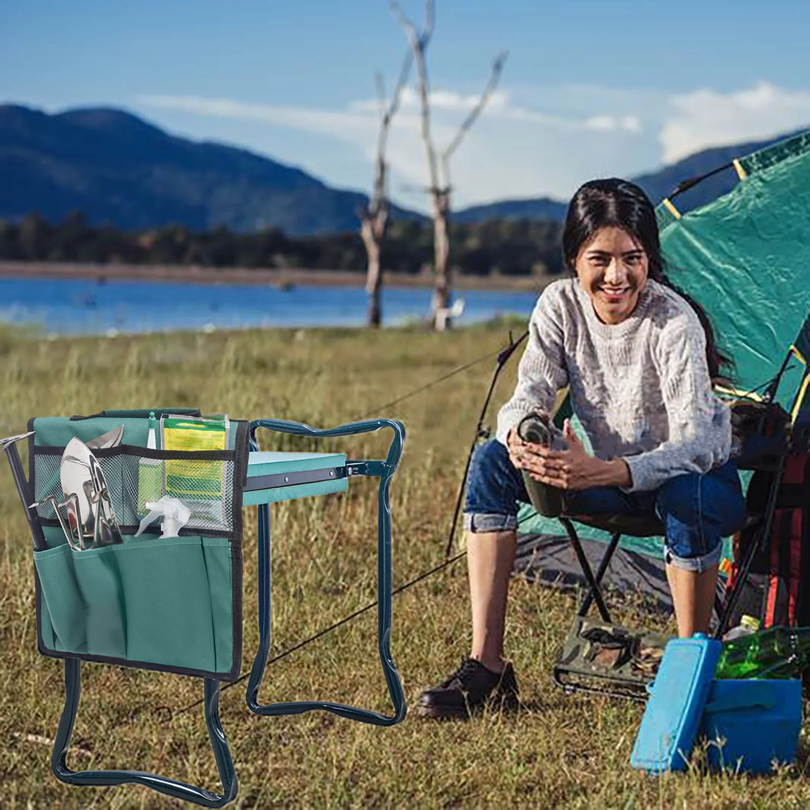 FHKOEGHS Clean Laptop Trolley Flatbed Tool Bag Tool Bag Folding Work Cart Storage Pouch Bag Garden Kneeler Tool Bags