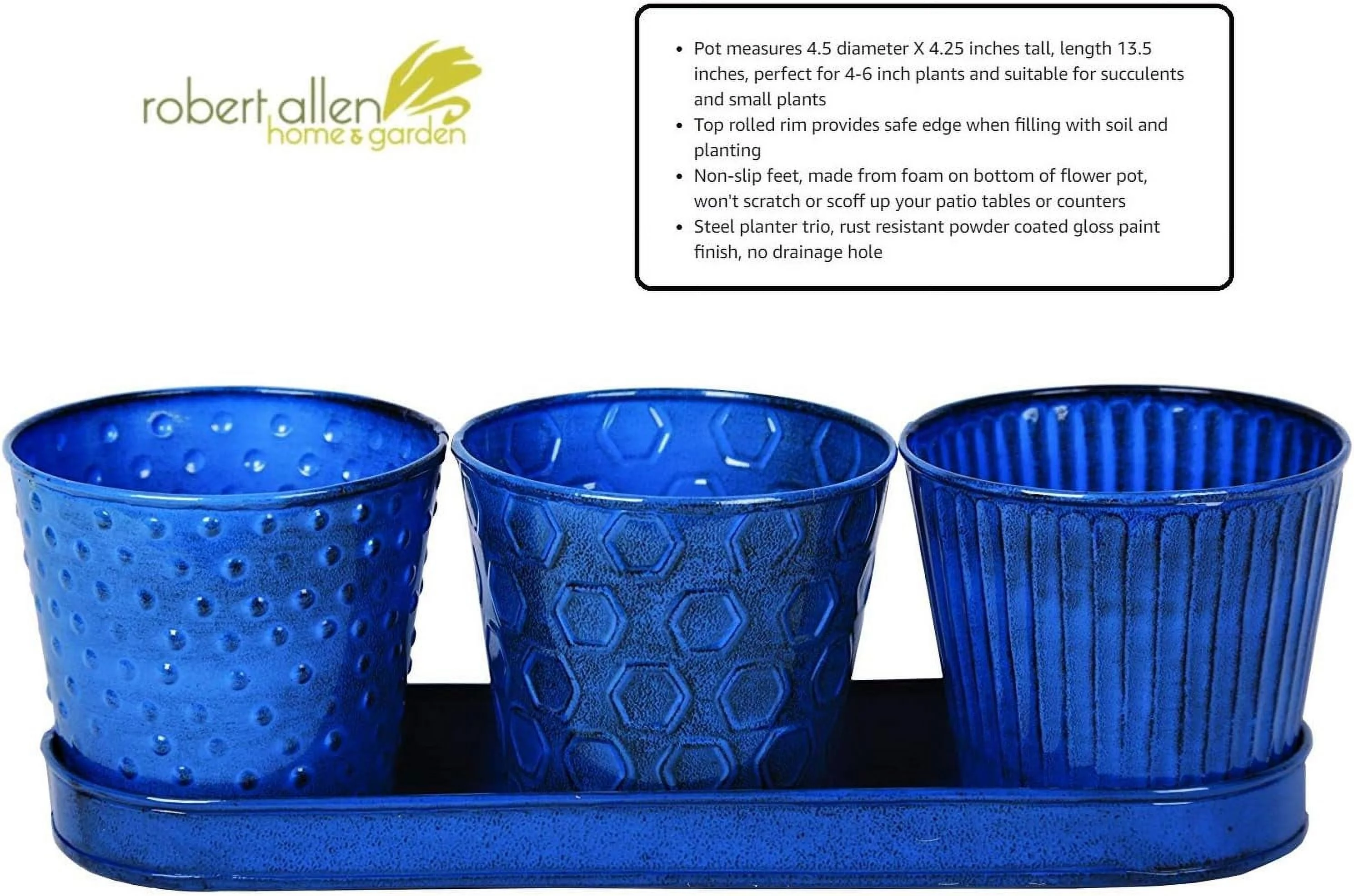 MPT01910 Concord Garden Flower Set With Tray, 4-Inch, Oceanside Color