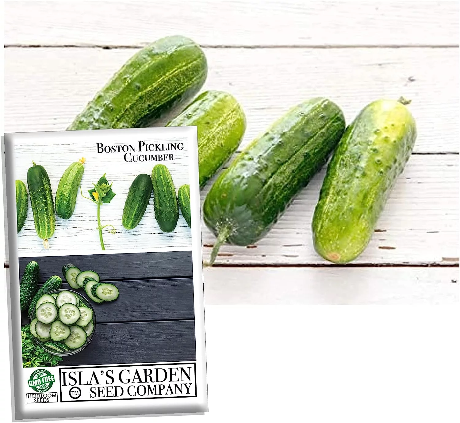 Boston Pickling Cucumber Seeds, 100 Heirloom Seeds Per Packet, Non GMO Seeds, Isla's Garden Seeds