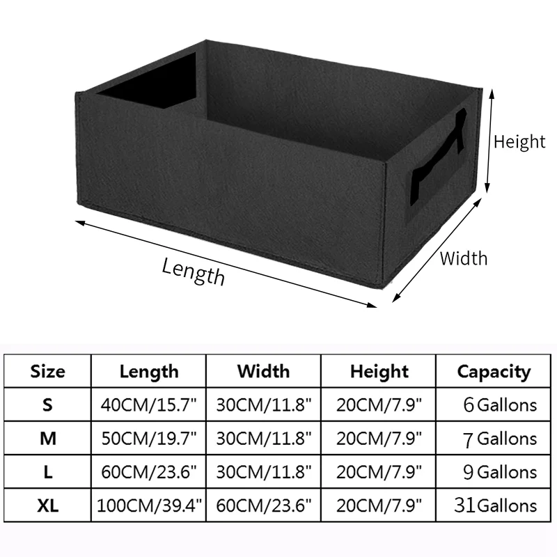 Felt Grow Bag Rectangle Vegetable Flower Planting Nursery Pot with Handle Garden Planting Bed Tomato Potato Planters Container