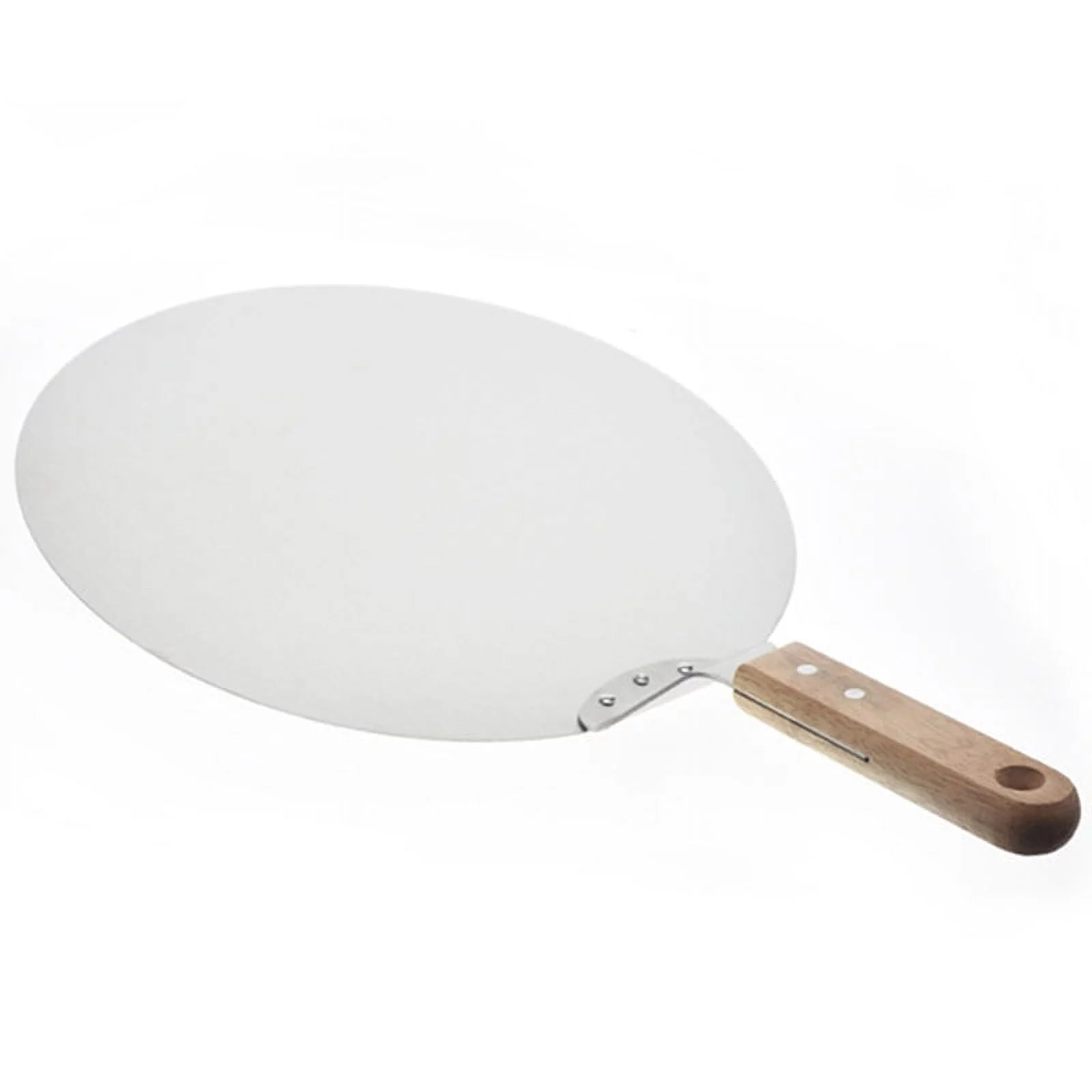 Yaoping 12 Inch Stainless Steel Round Pizza Paddle, Baking Shovel Safety Transfer with Wooden Handle for Baking Pizza and Cake Bread