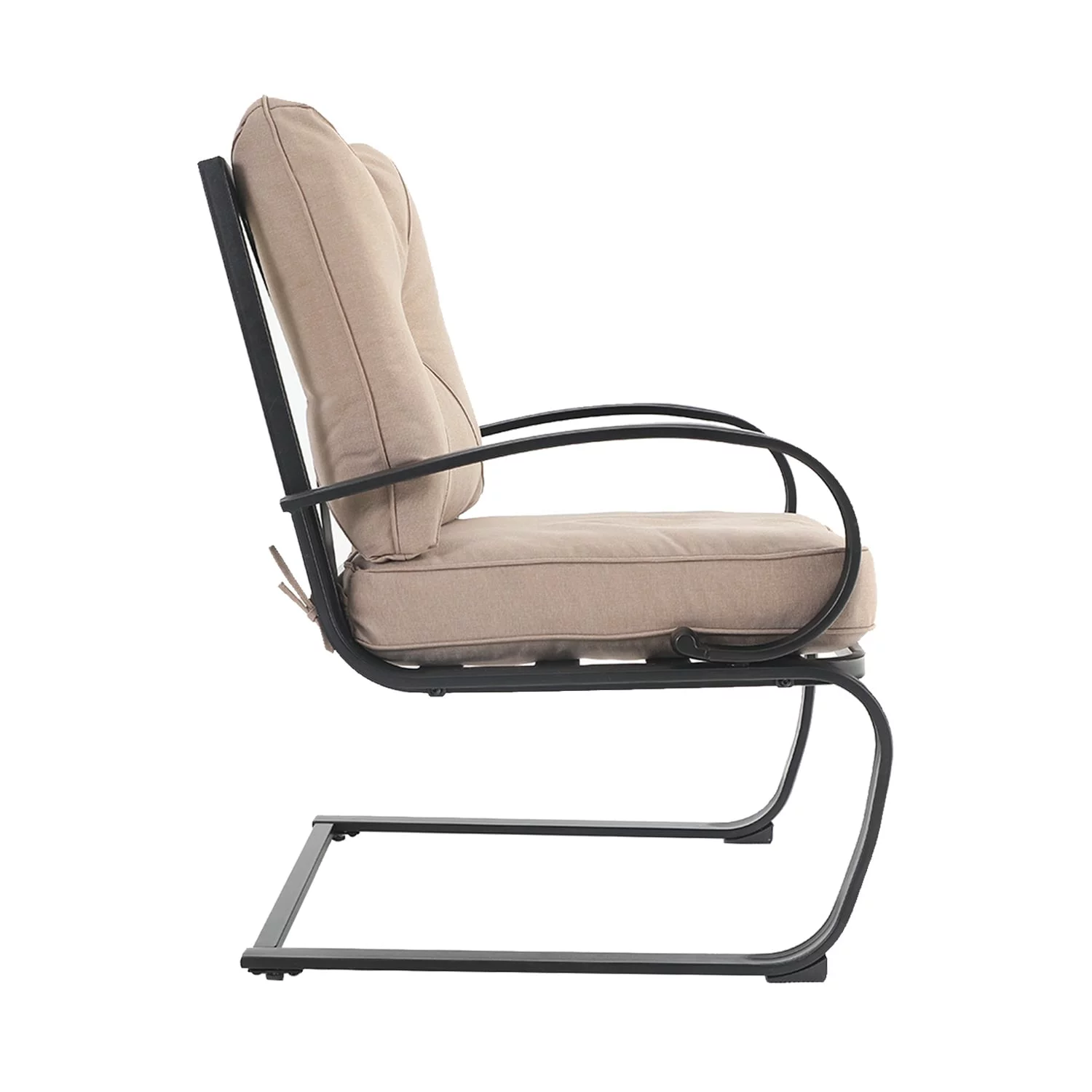 7-Piece Patio Dining Set 6 Piece Cushioned Spring Motion Dining Chair with Armrest & 1 Patio Dining Table Beige 7-Piece Sets