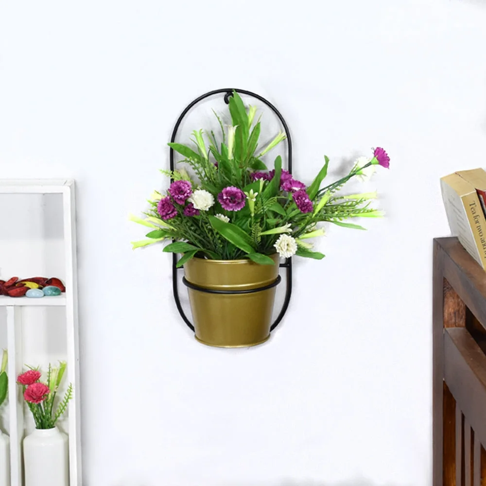 Eco Friendly Handmade 100% Iron Round Modern Gold Coated Color 4.4 x 4.6 x 4.6 Inches Planters Pot for Lawn, Balcony, Garden, Patios, Wall stand, Restaurant, Banquet Hall, Spa, Beauty Parlor etc.