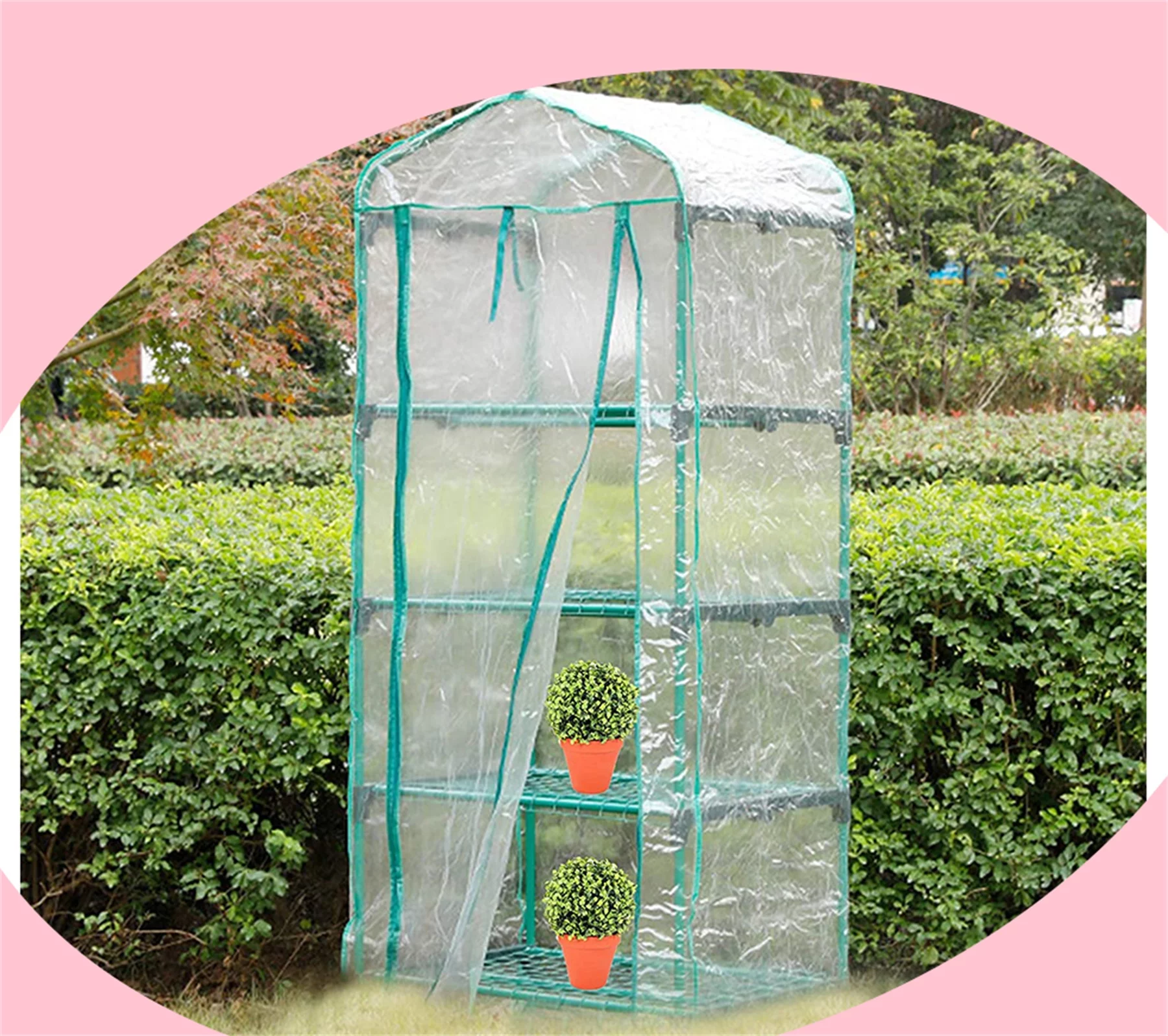 Roll-Up Zipper Door Greenhouse Replacement Cover Clear PVC Plant (Frame Not Include)