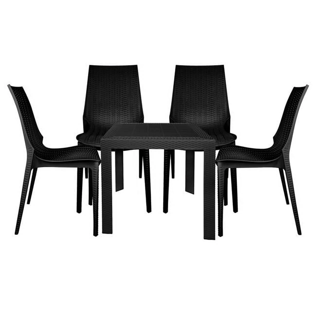Kent Outdoor Dining Set with 4 Chairsk, Black