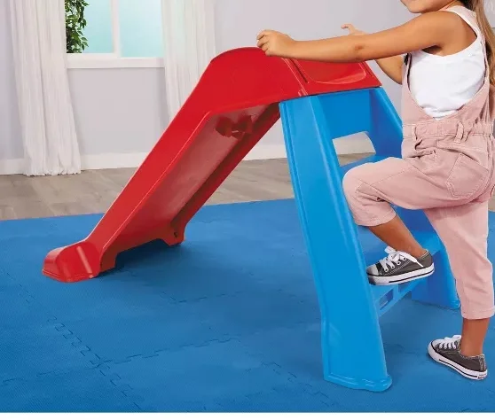 YLZ Slide, easy to compactly store and lightweight for your backyard, playroom, or any indoor or outdoor space- Red/Blue