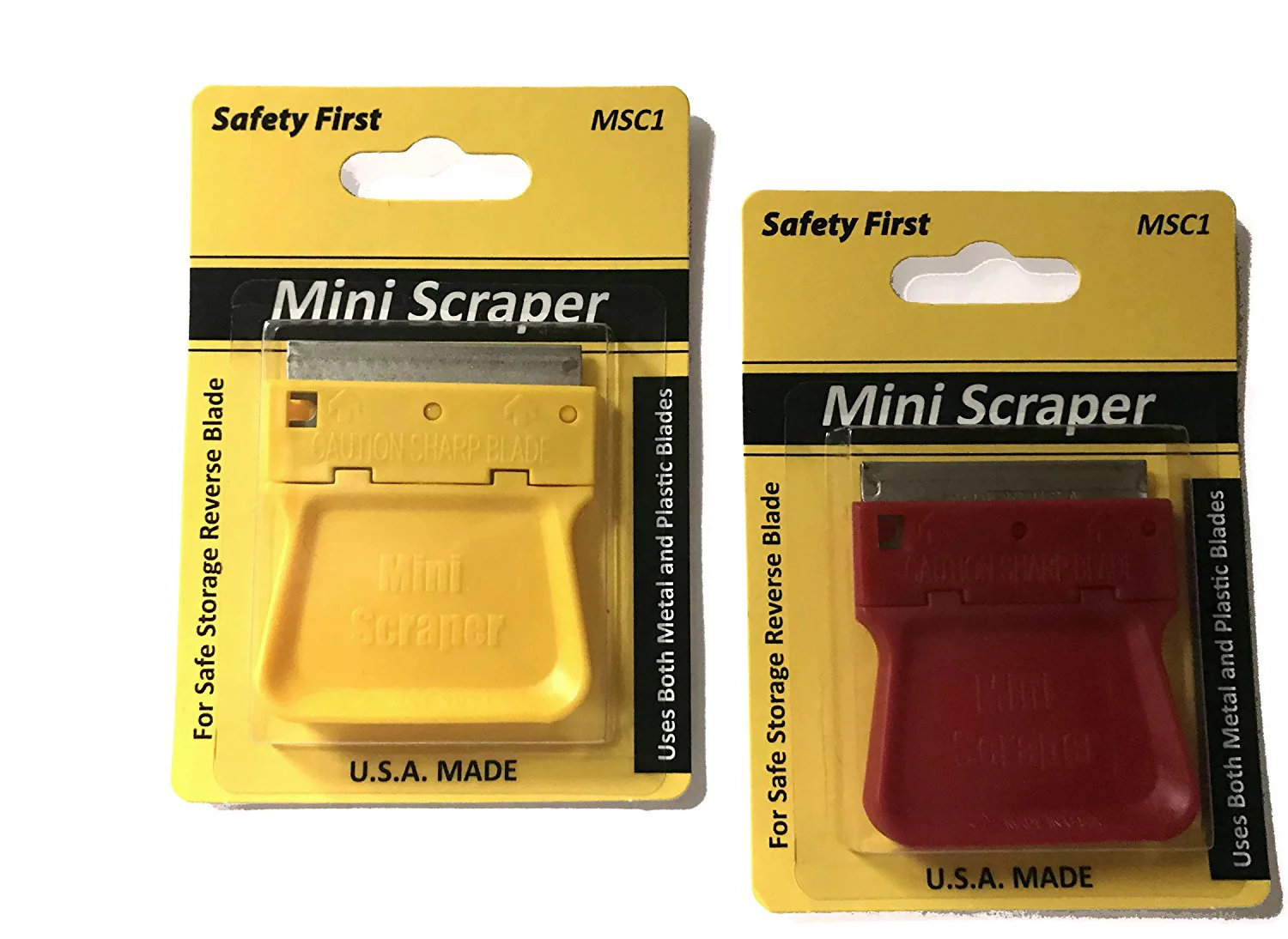 Mini Scrapers With Metal Blade Carded 2 Pack U.S. Made