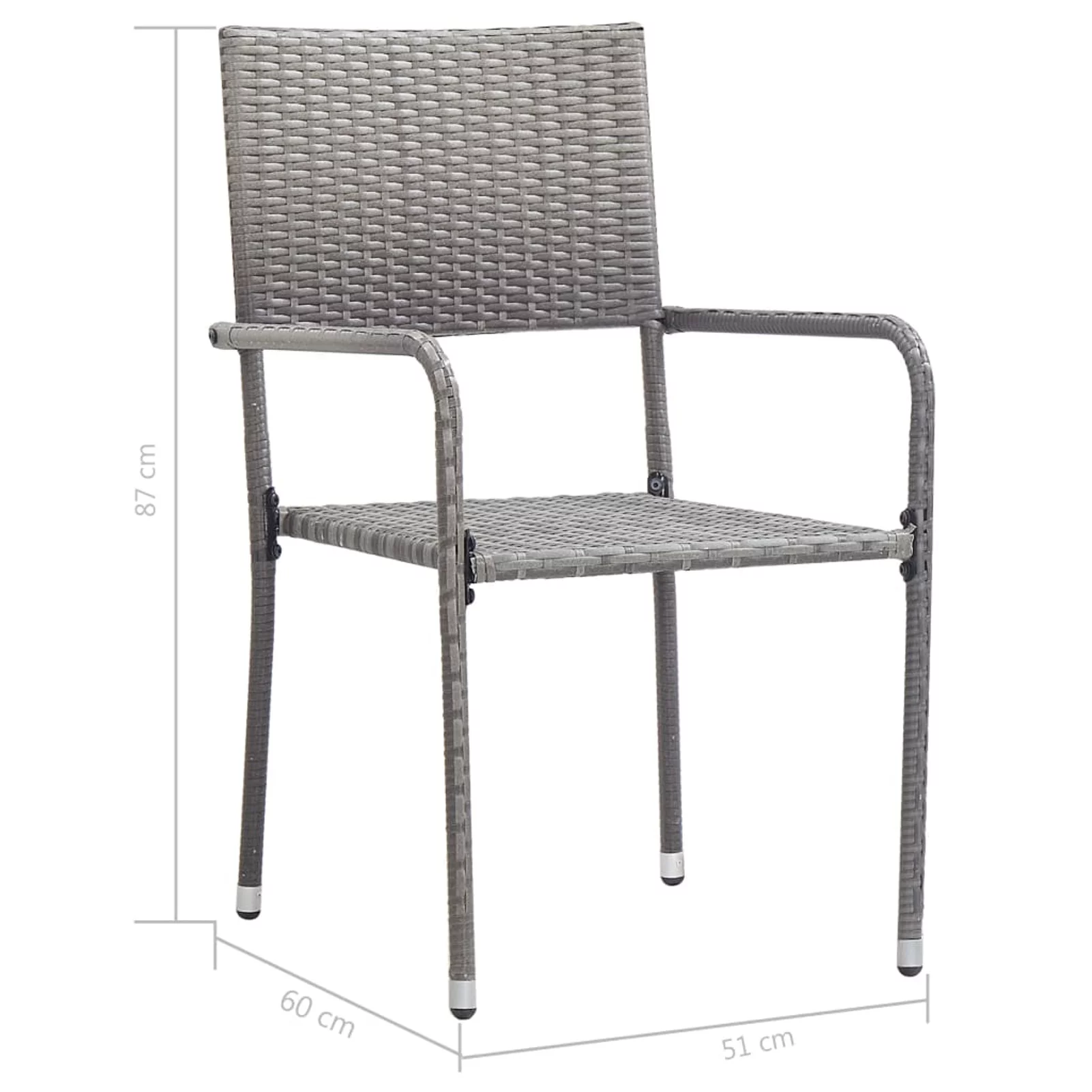 Carevas Patio Dining Chairs 2 pcs Poly Rattan Gray