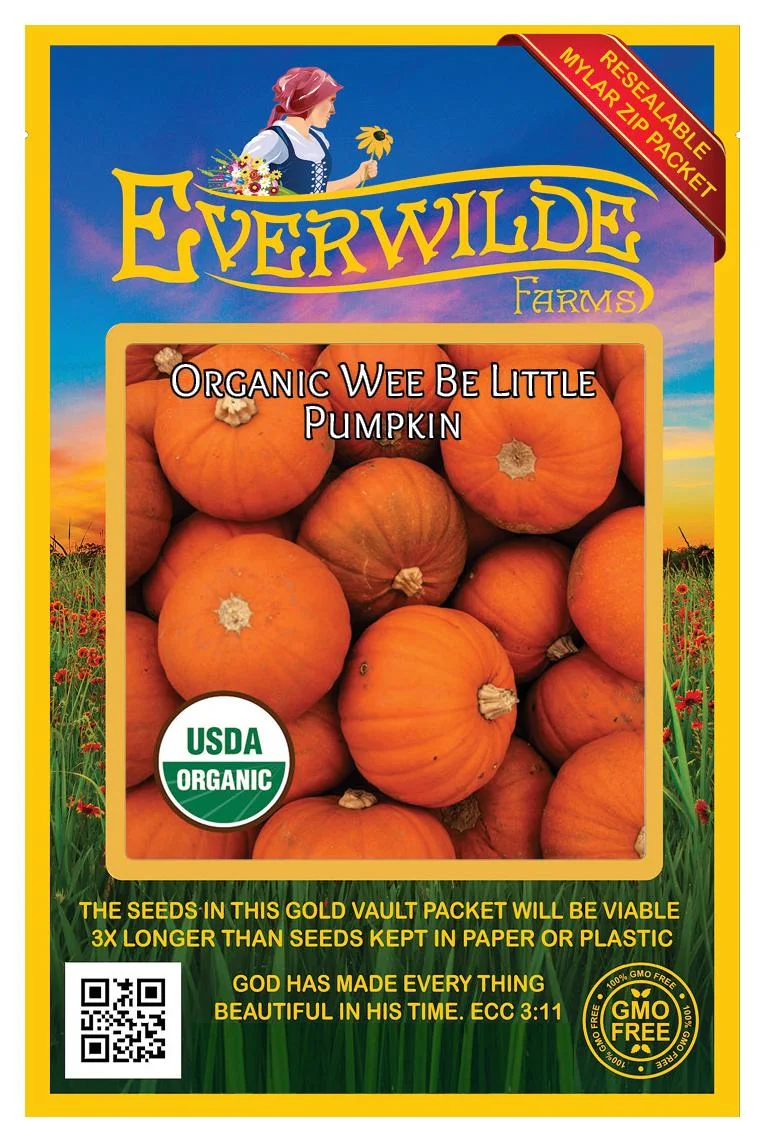 Everwilde Farms - 10 Organic Wee Be Little Pumpkin Seeds - Gold Vault Jumbo Bulk Seed Packet