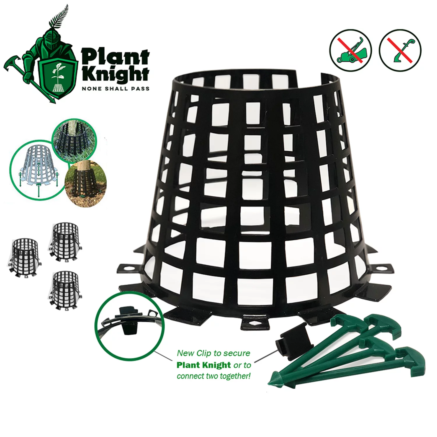 Plant Knight Tree & Plant Animal Prevention Protector Guard, 3 Pack (Black)