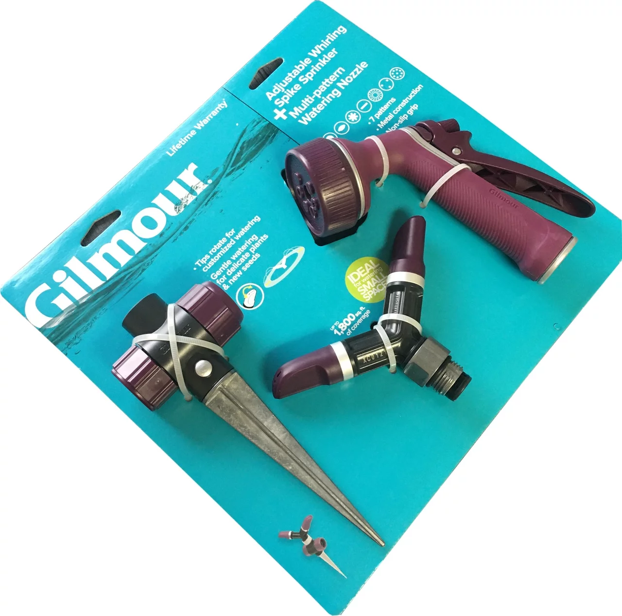 Gilmour Adj Whirling Sprinkler w/ Spike Base, Rear Control Watering Nozzle Set, Metal Water Passage