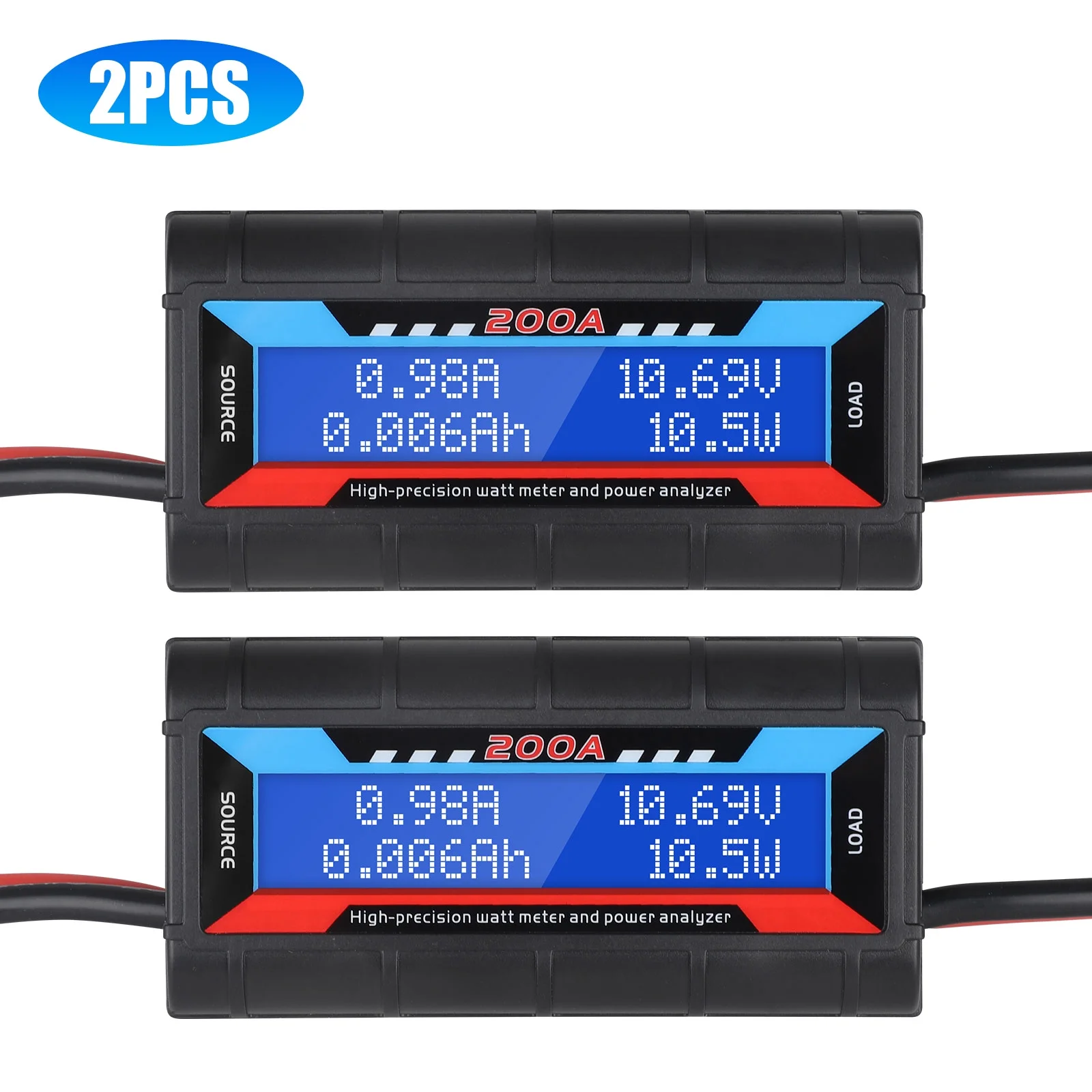 2X LCD Display DC Digital Monitor Meter Voltage Current Power Analyser 60V 200A