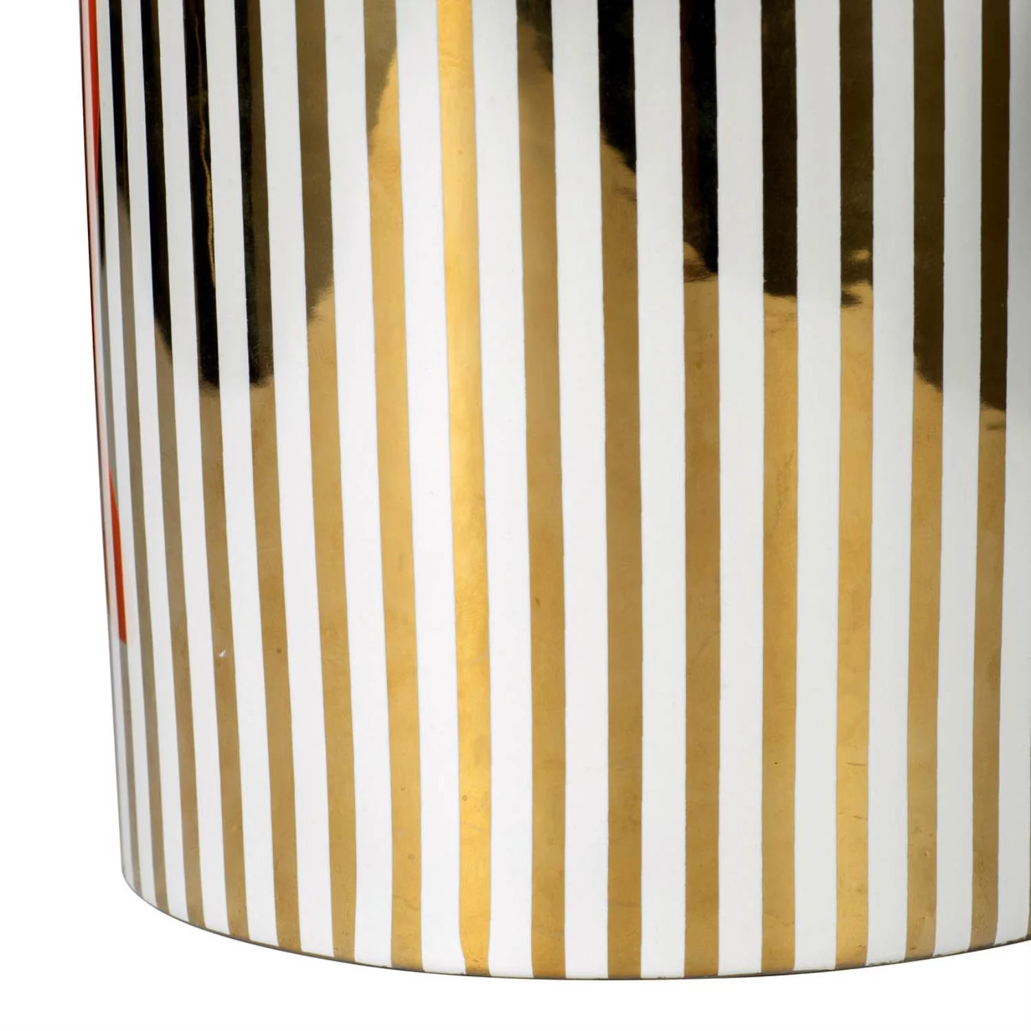 A & B Home Peonies In Striped Modern Pot With Cream & Gold Finish F4465-CREA-DS