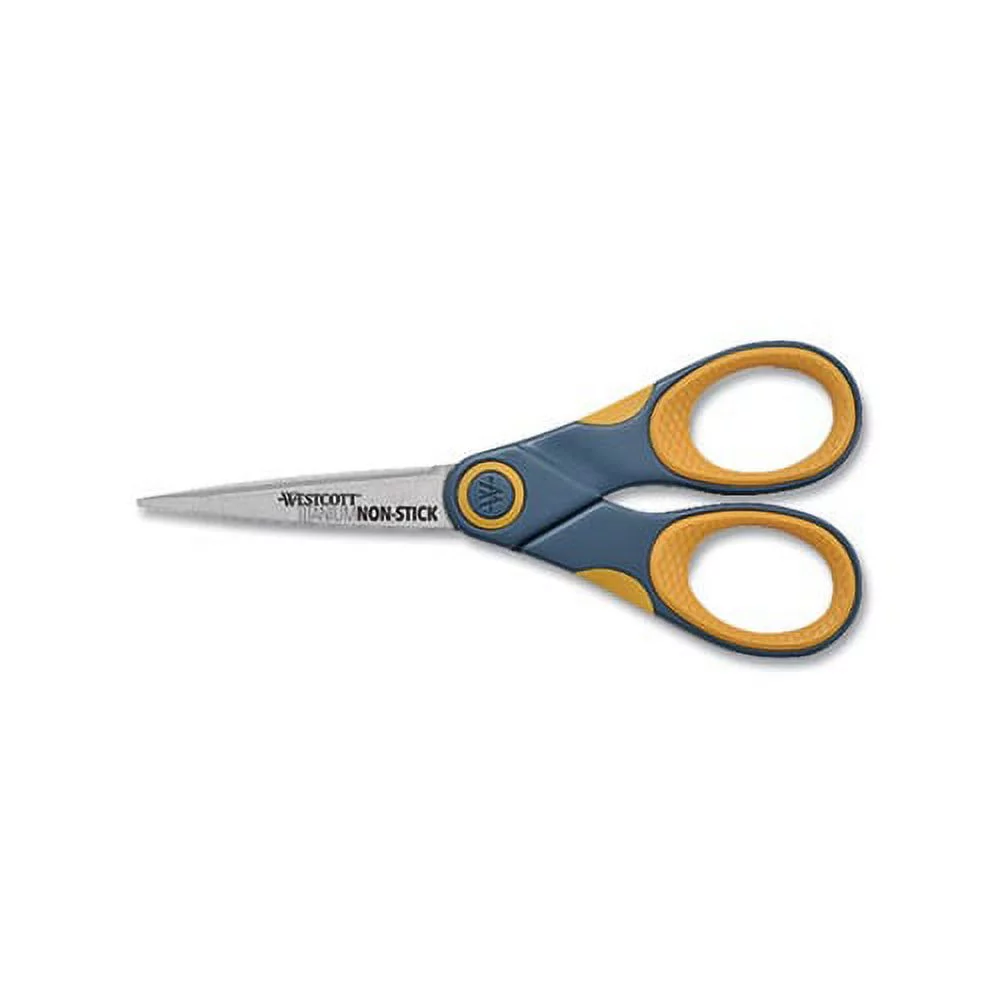 Titanium Bonded Scissors 5" Long, Gray/Orange Straight Handle