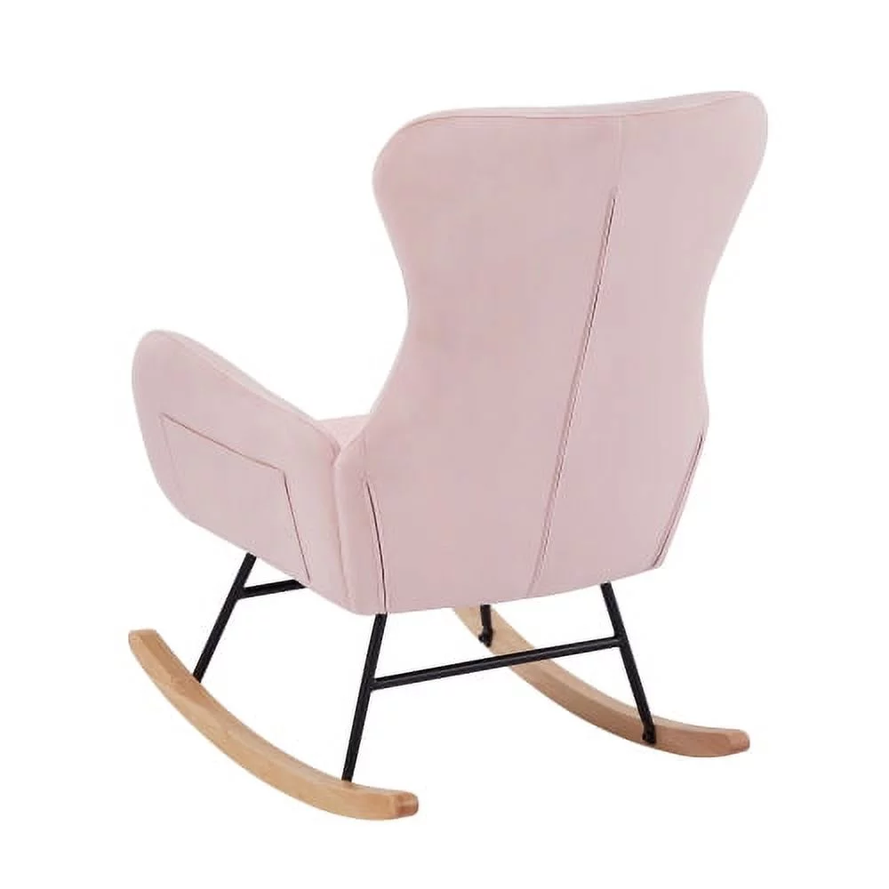 ZJbiubiuHome Pink velvet rocking chair