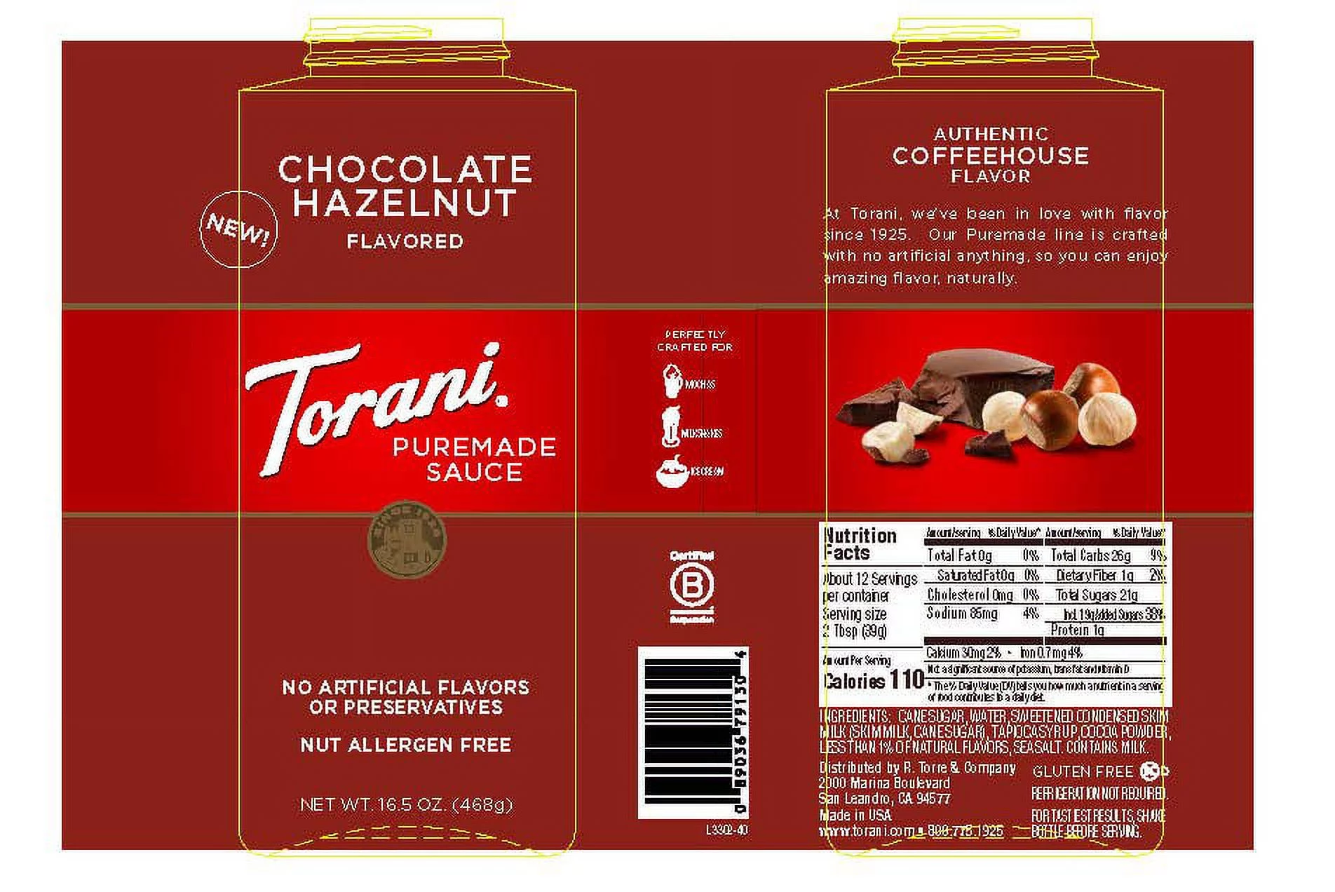Torani Chocolate Hazelnut Sauce