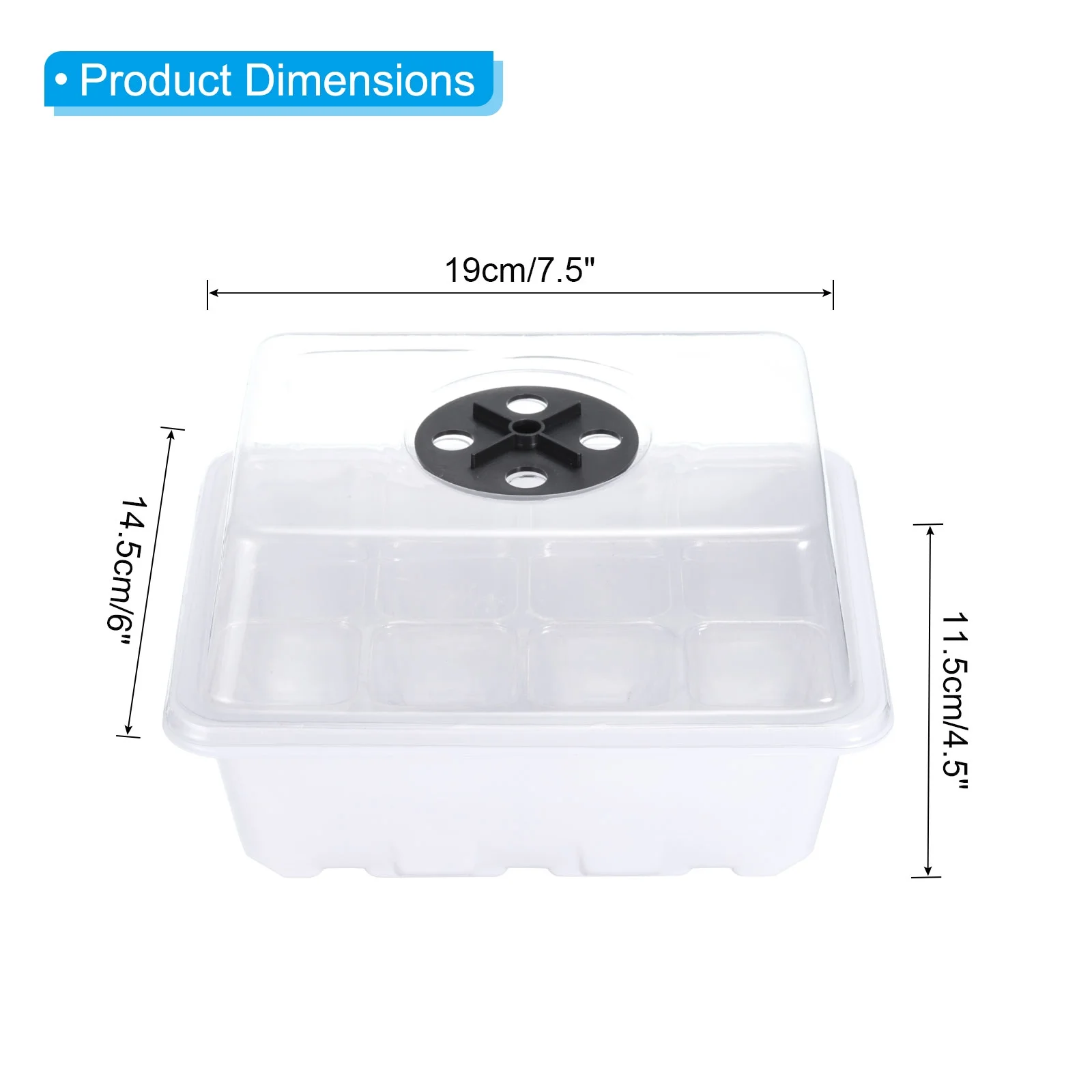 Uxcell 12 Cell Seeding Tray Kit, with Adjustable Humidity Domes and Base for Greenhouse Planting, White 5 Pack