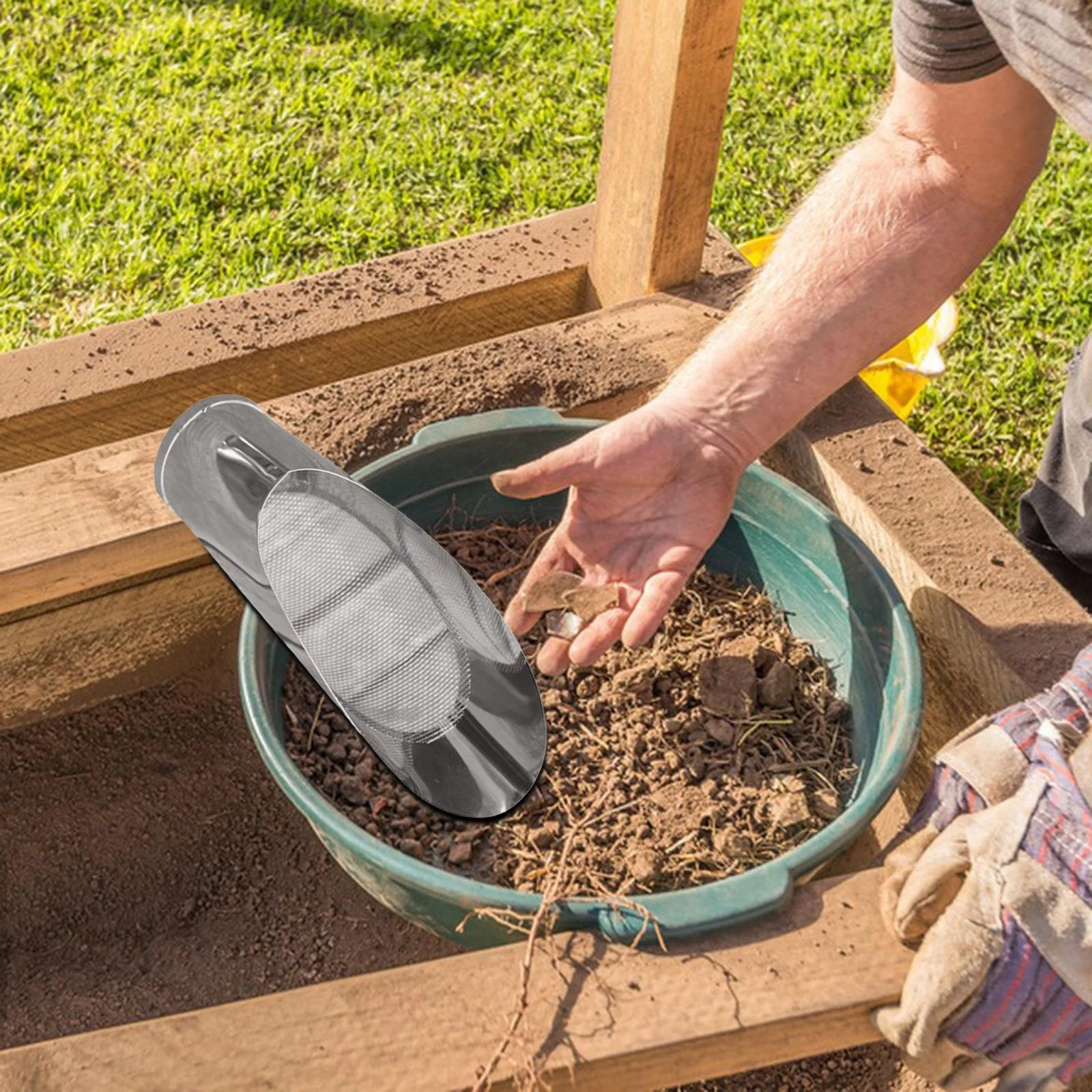 Soil Sieve , Pot Planting Caulk , Sturdy Portable Stainless Steel , Bucket , for Flower Planting Planting Weeding S