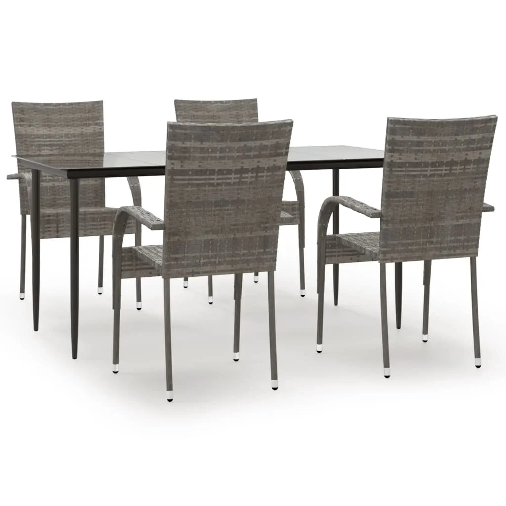 Irfora 5 Piece Patio Dining Set Gray Poly Rattan