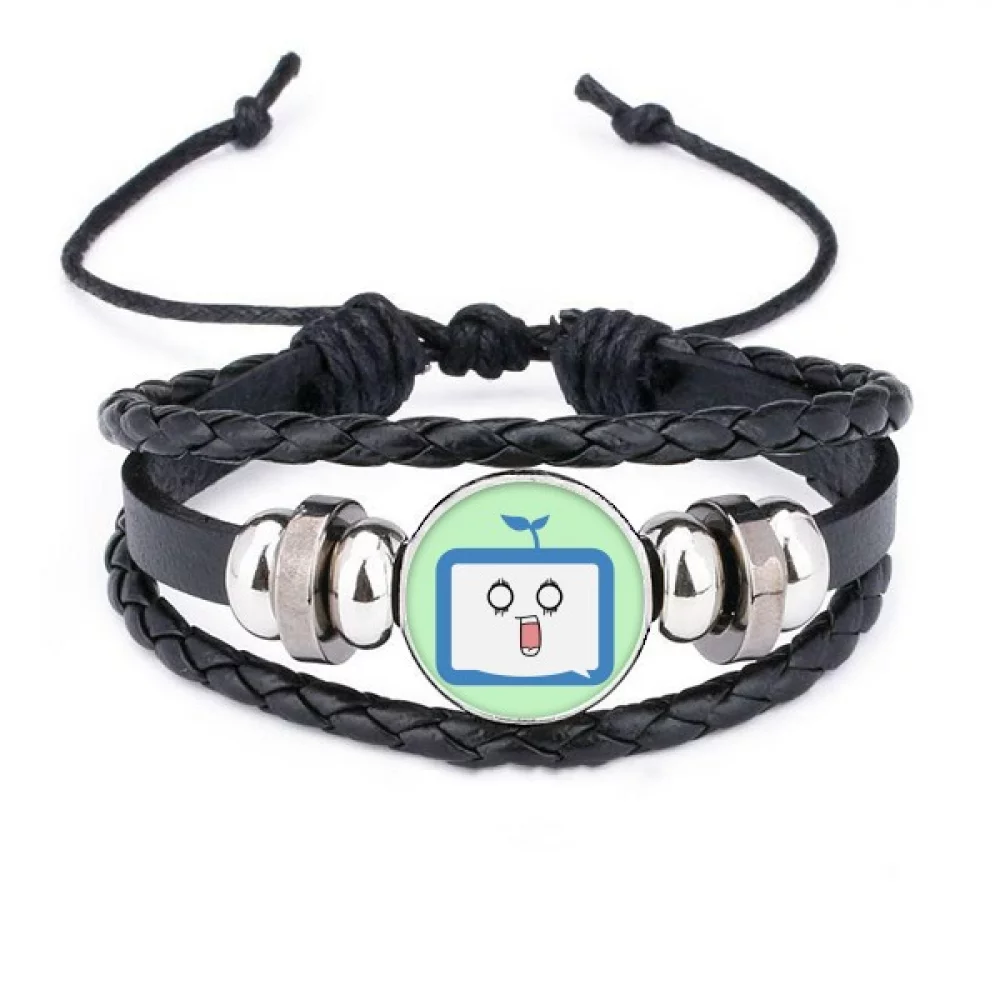 Saplings Surprised Small TV Face Original Bracelet Braided Leather Woven Rope Wristband