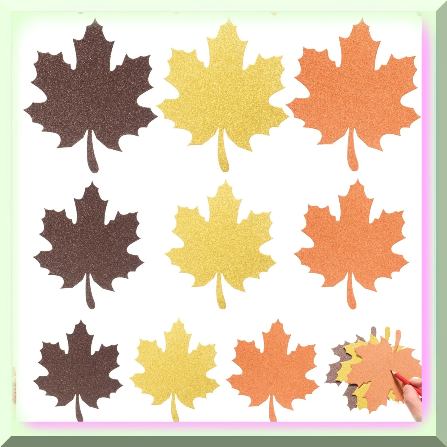 Autumn Sparkle: 180 Glitter Maple Leaf Cutouts - Vibrant Assorted Colors for Thanksgiving Party, Home Decor, Clroom Walls, and Tree Displays