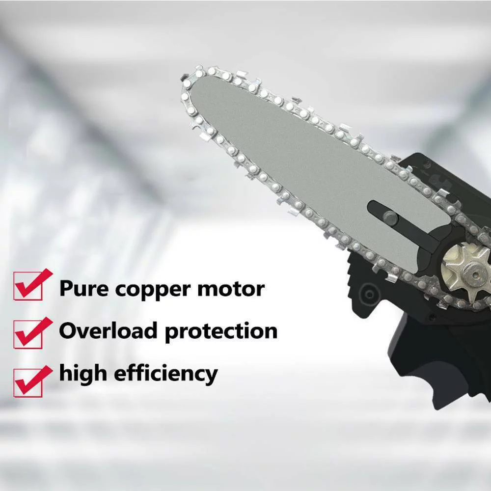 4-Inch Cordless Electric Protable Chainsaw One-Hand, Pruning Shears Chainsaw for Tree Branch Wood Cutting, Black