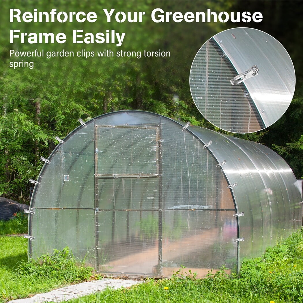 Greenhouse Supplies with Heavy-Duty Grip: 120 Pack Stainless Steel Garden Clips, 1.2 Inch Wide Opening Clamps for Shade Cloth and Netting, Sturdy Plant Cover Support