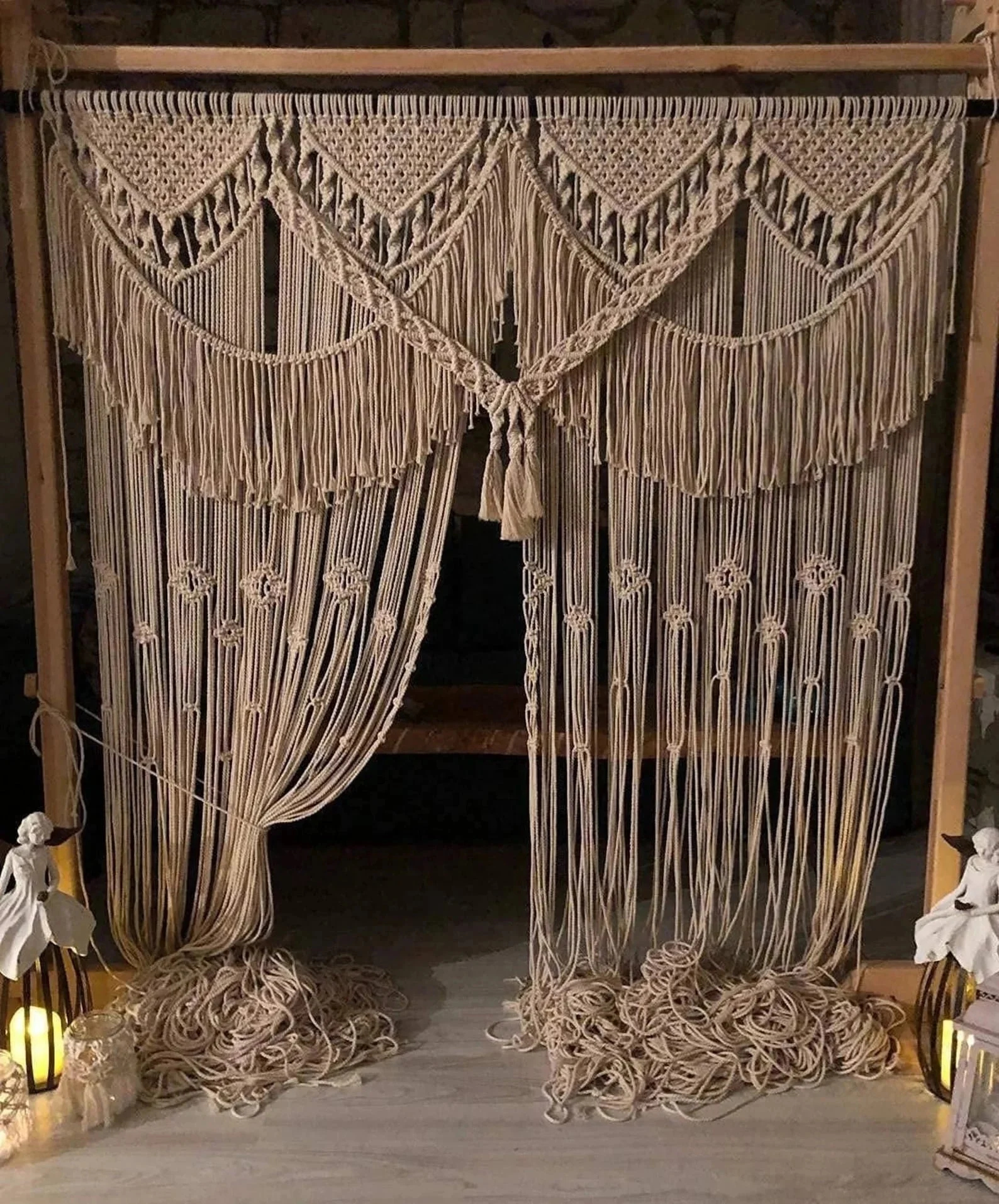 KNITTWORLD Macramé Handmade /Wedding- Woven Decoration Arch Backdrop Macramé/ Wall Art Tapestry | LARGE