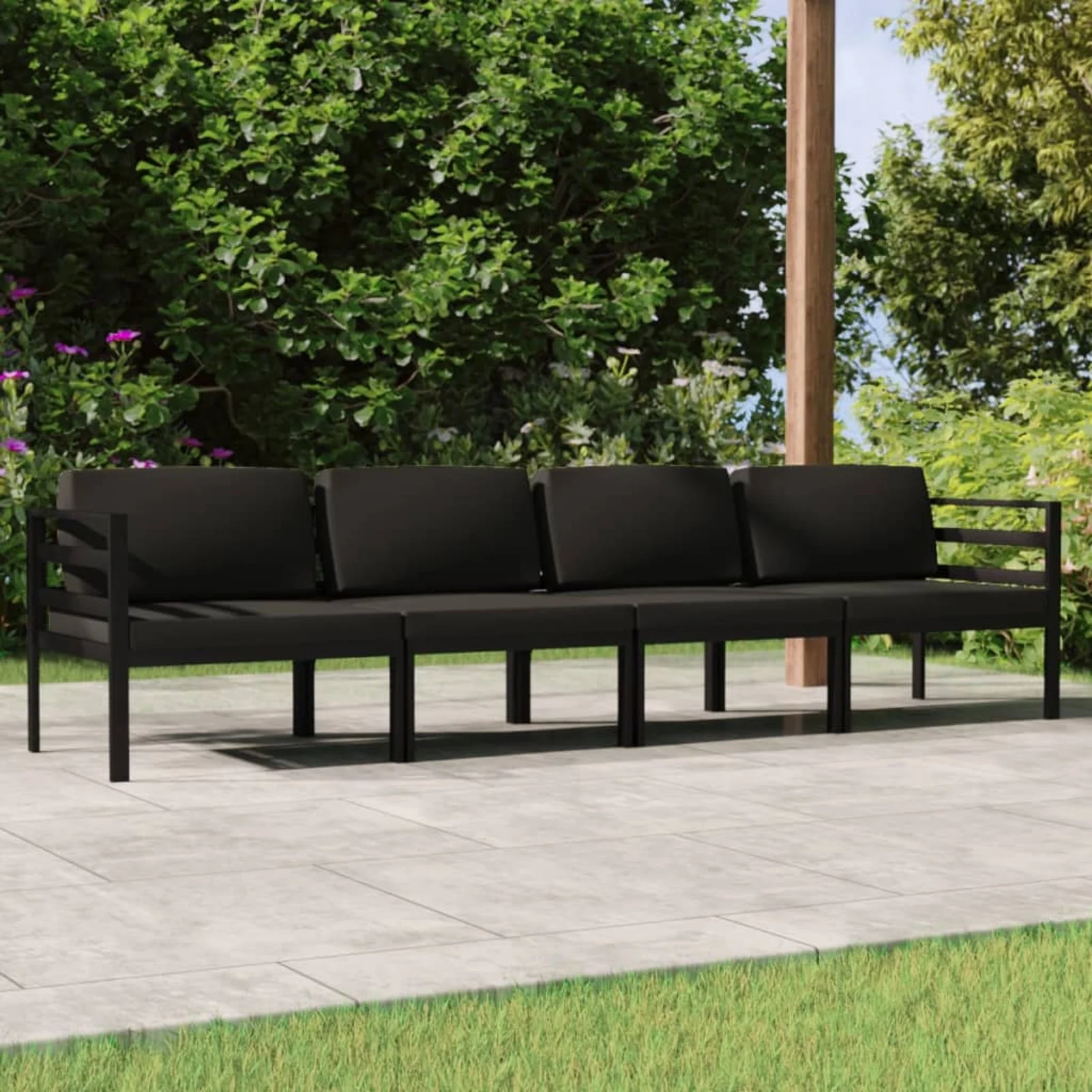 Walmeck 4 Piece Patio Set with Cushions Aluminum Anthracite