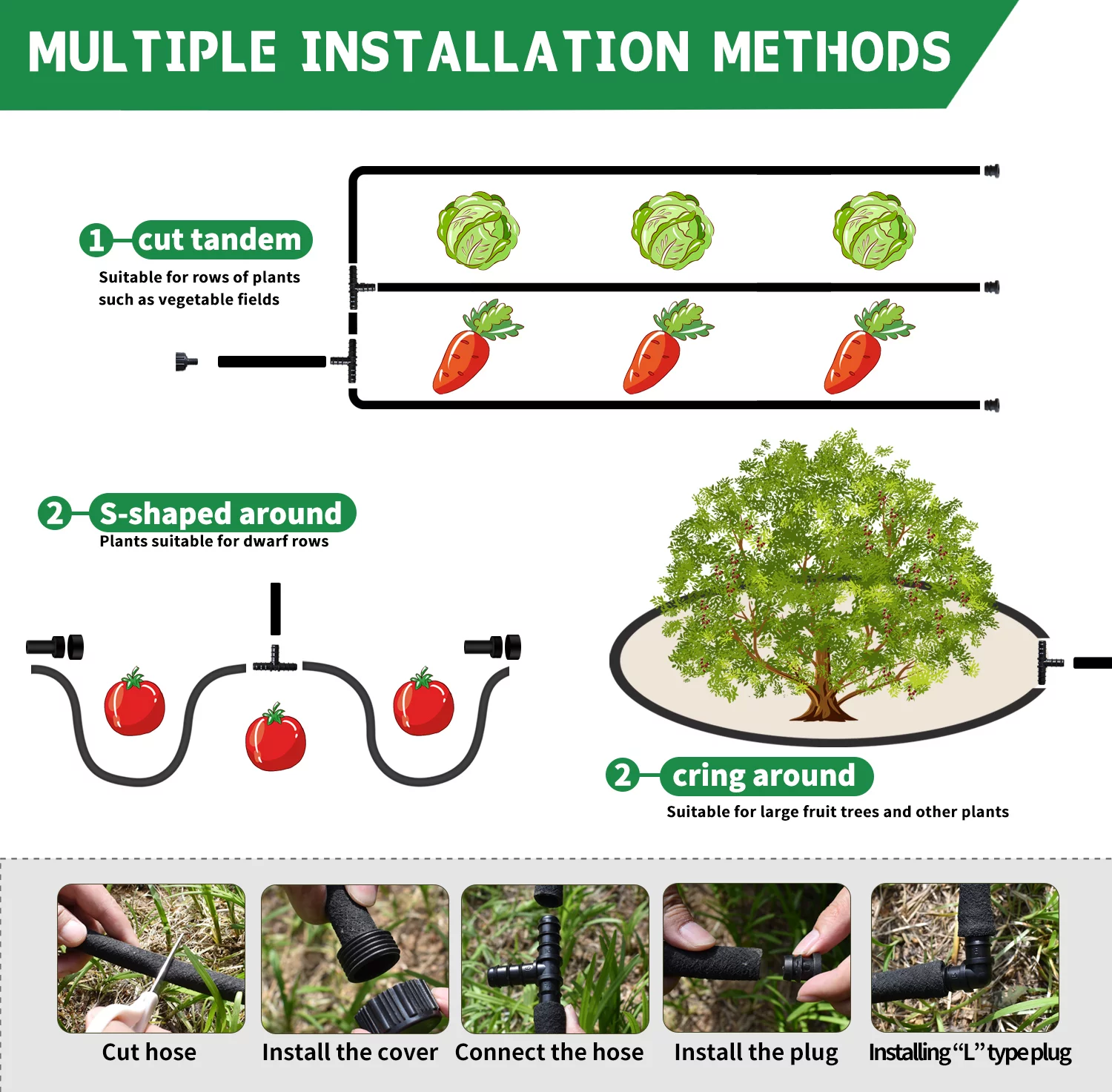 Soaker Hose 100 Ft for Garden Beds, Soaker Hose for Watering Irrigation, Heavy Duty Garden hose Soaker Hoses  Drip Hoses for Garden - Drip Hose Irrigation