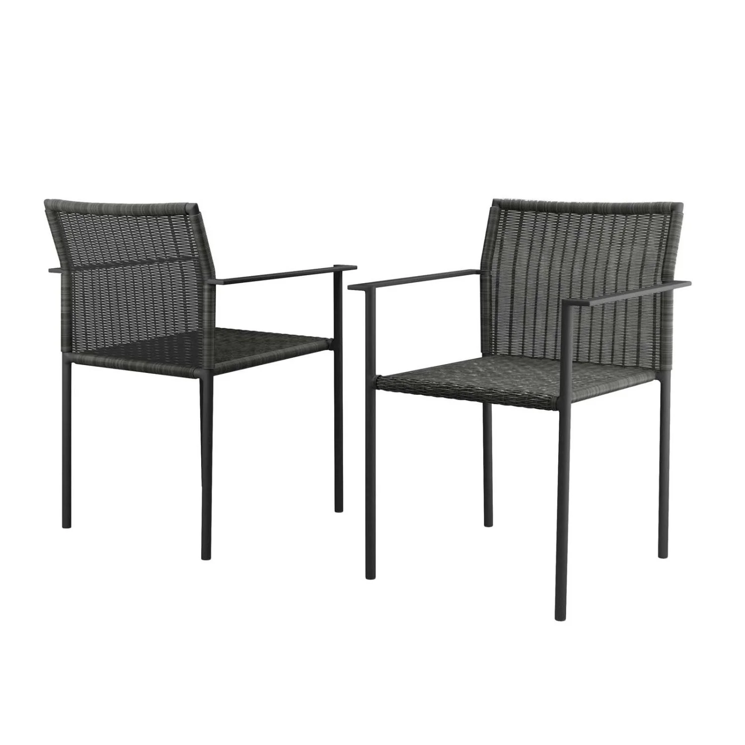 Lounge Chair Armchair, Set of 2, Dark Grey Gray, Aluminum Metal, Outdoor Patio Balcony Cafe Bistro Garden Hospitality Restaurant, Modern Contemporary HB33607