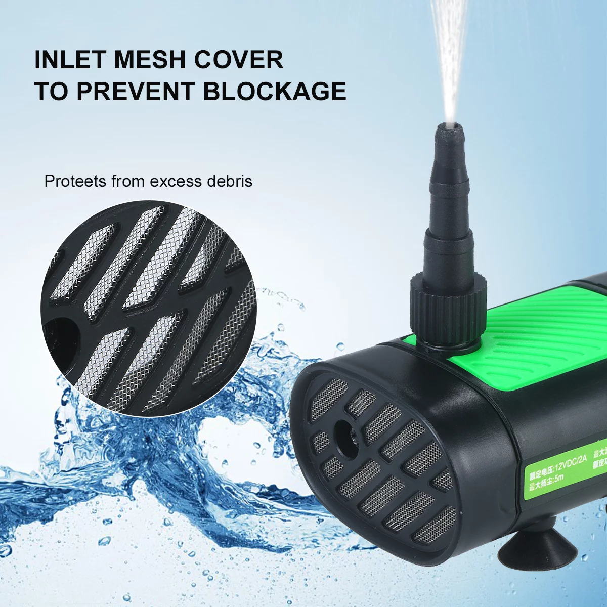 Abody DC Brushless Submersible Water Pump 30W Ultra Quiet Fountain Water Pump 7L/Min with 10ft High Lift 3 Size Nozzle