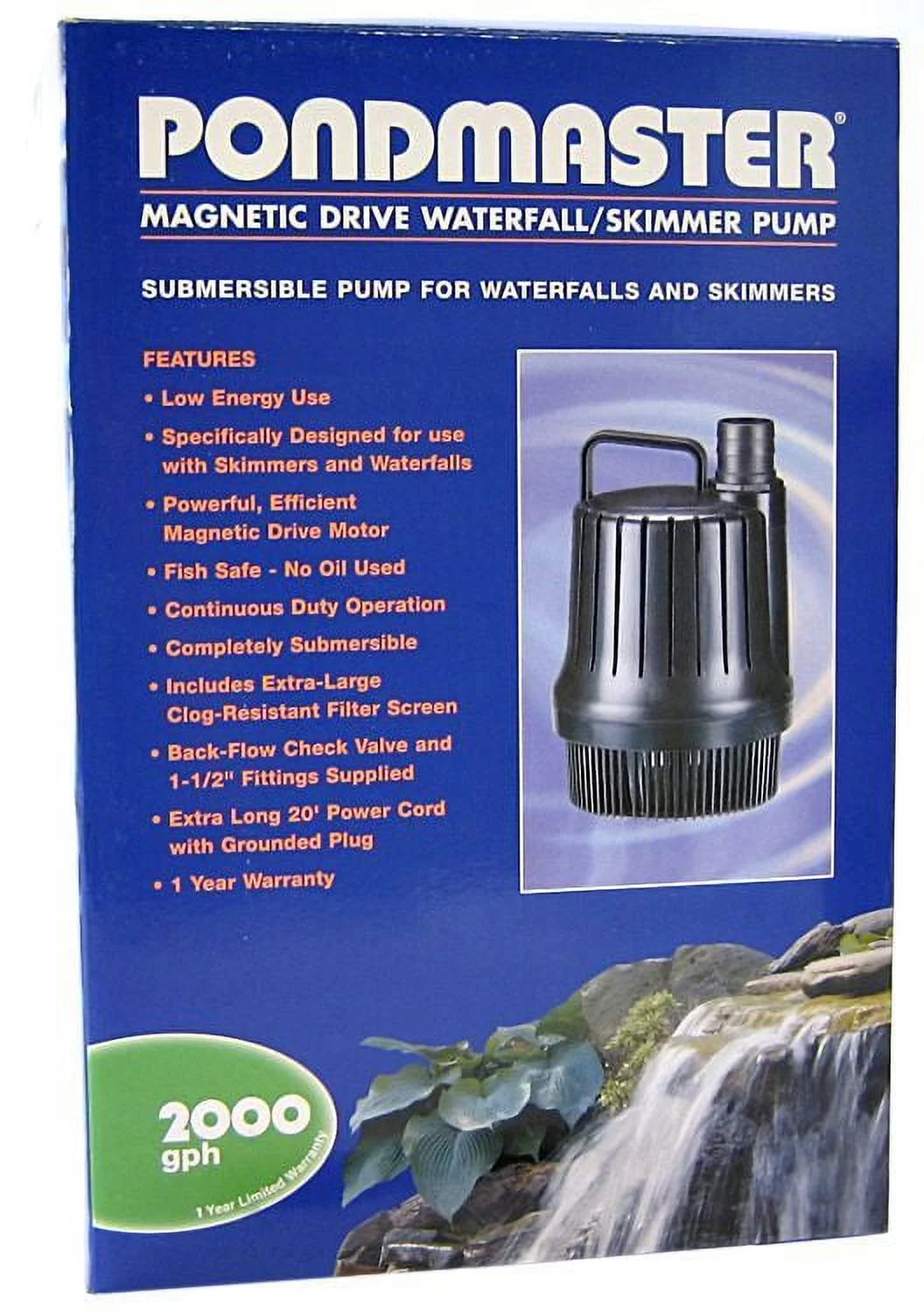Pondmaster Magnetic Drive Waterfall Pump [Pond, Water Pumps] 2,000 GPH