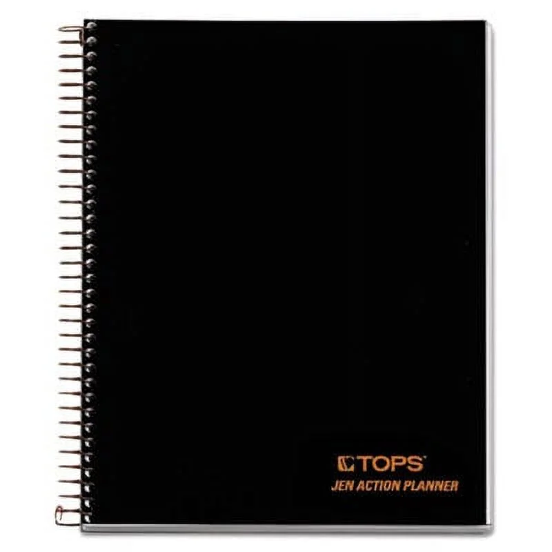 JEN Action Planner, Narrow Rule, Black Cover, 8.5 x 6.75, 100 Sheets