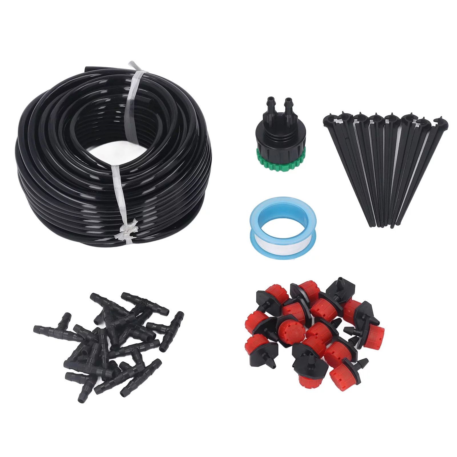 Garden Irrigation System Drip Irrigation Kit 49.2ft Length 4/7 Pipe Plastic Automatic Drip Irrigation System for Potted Plants Garden Greenhouse