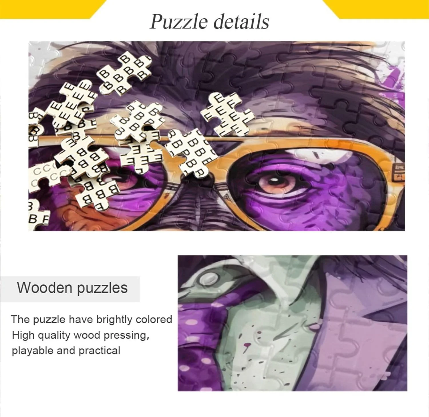 SKYSONIC Jigsaw Puzzles for Adults or Kids 500 Piece,Fashionable Suit Monkey Intellectual Decompression Fun Family Puzzles Game for Christmas Holiday Toy Gift