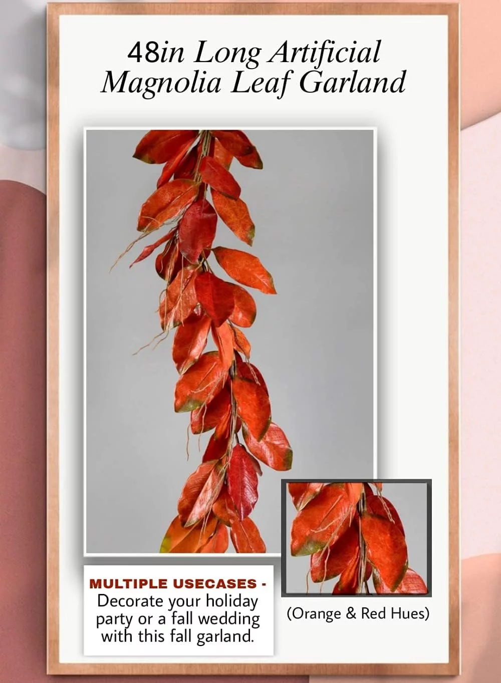 48In Long Artificial Magnolia Leaf , Ideal To Hang At Wedding, Store Display, Window Sill, Fall Decor, Perfect Holiday Décor