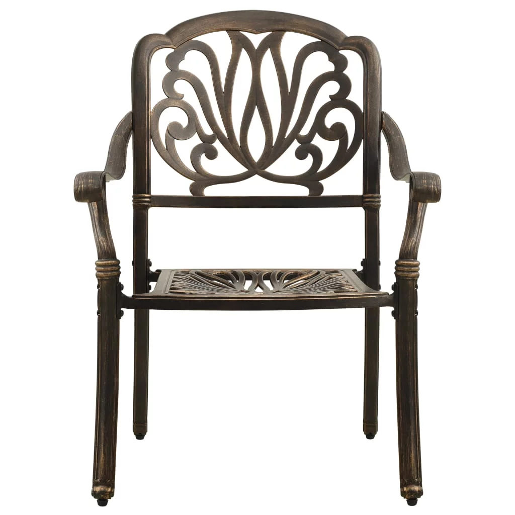 Patio Chairs 2 pcs Cast Aluminum Bronze
