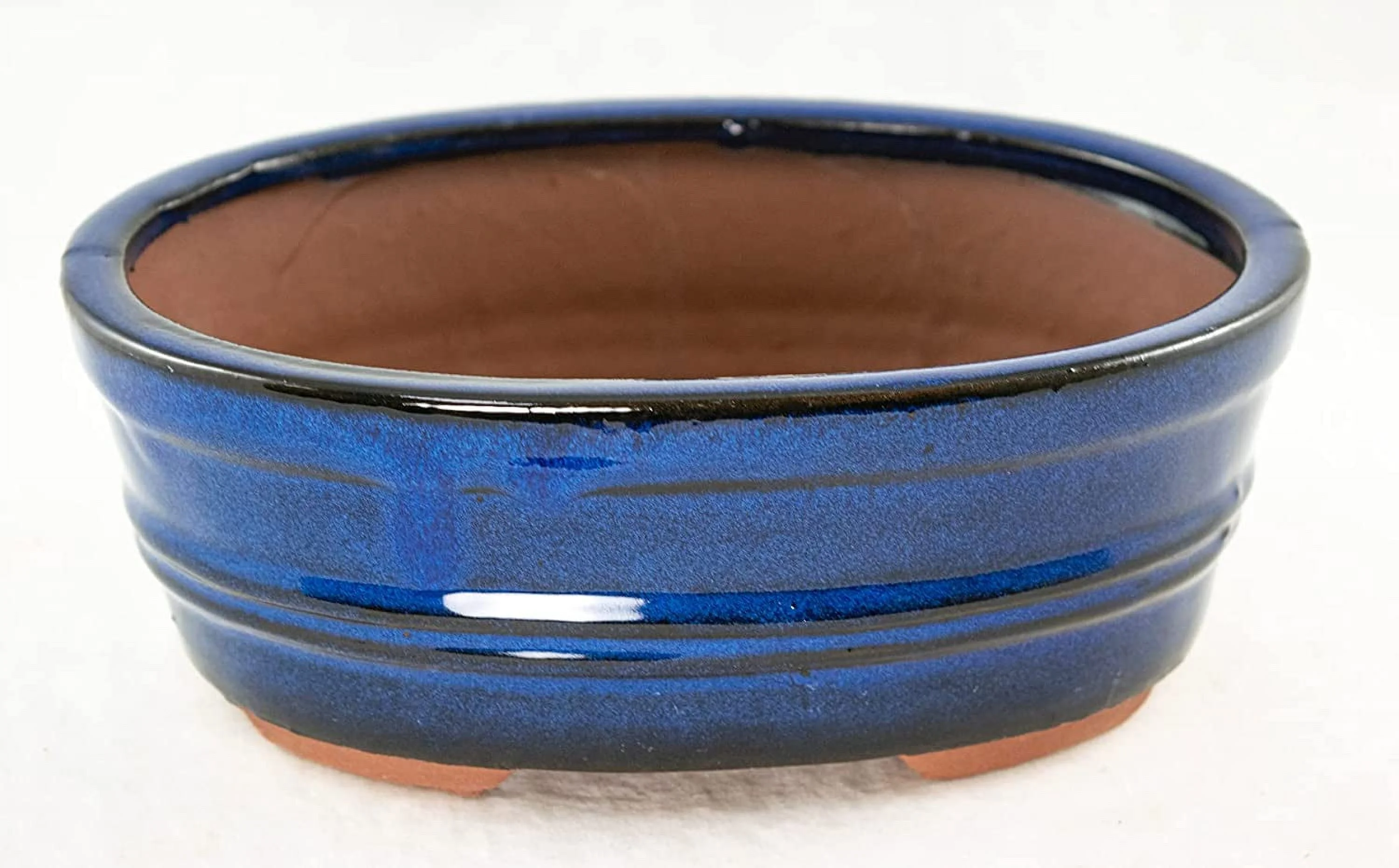 Oval Dark Blue Bonsai/Cactus & Succulent + Tray + Rock + Mesh Combo