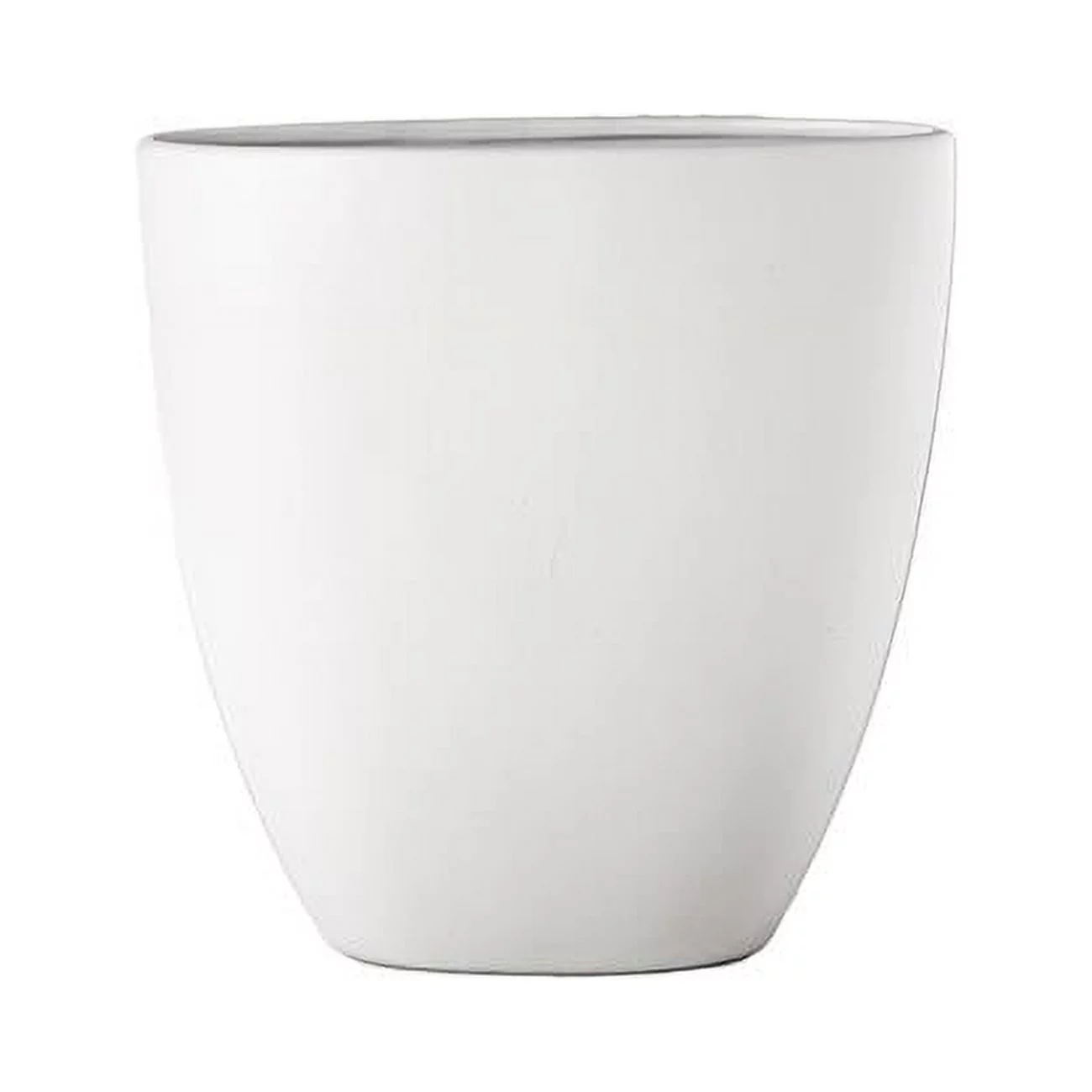 Ceramic Oval Pot with Tapered Bottom Design, Matte White