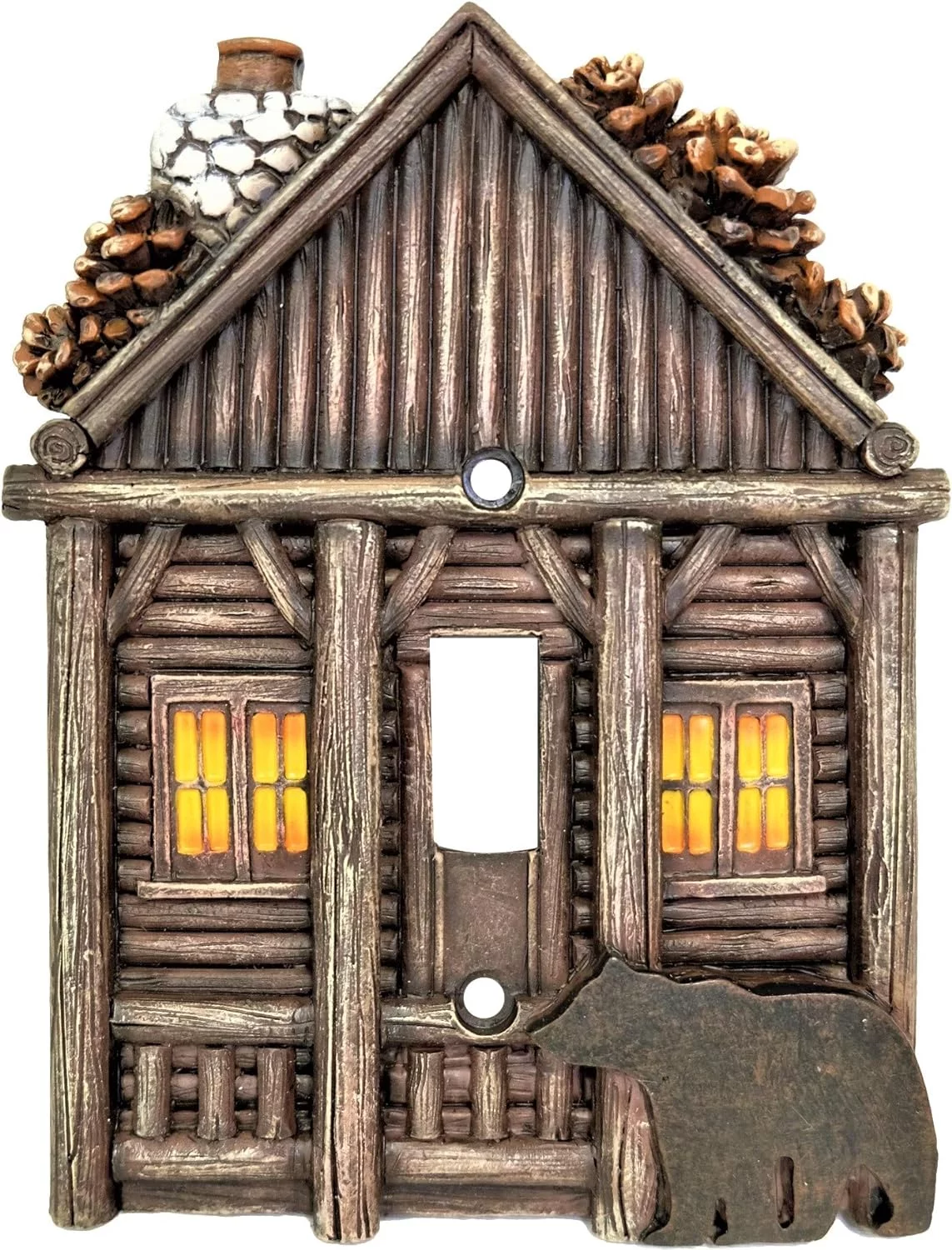 Cozy Cabin With Bear Single Switch Cover Cabin Lodge Home Décor