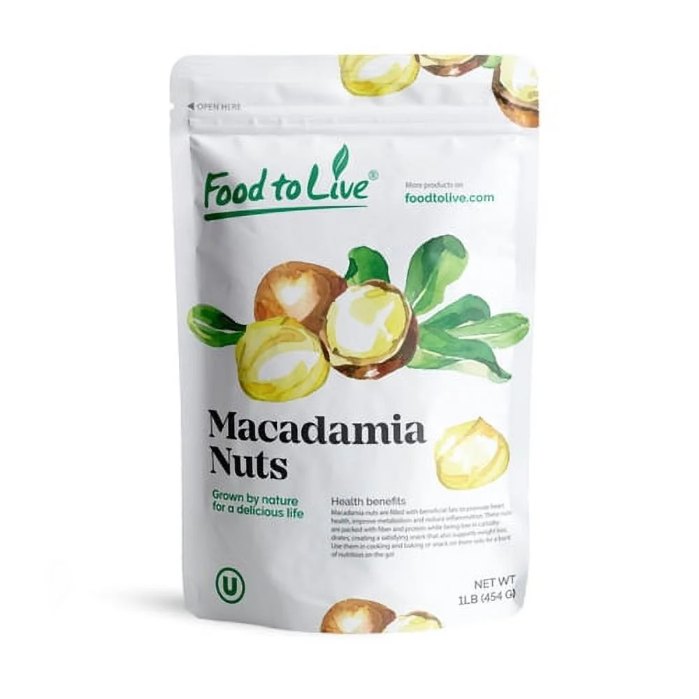 Food to Live, Whole Macadamia Nuts, 1 Pound, Non-GMO, Kosher