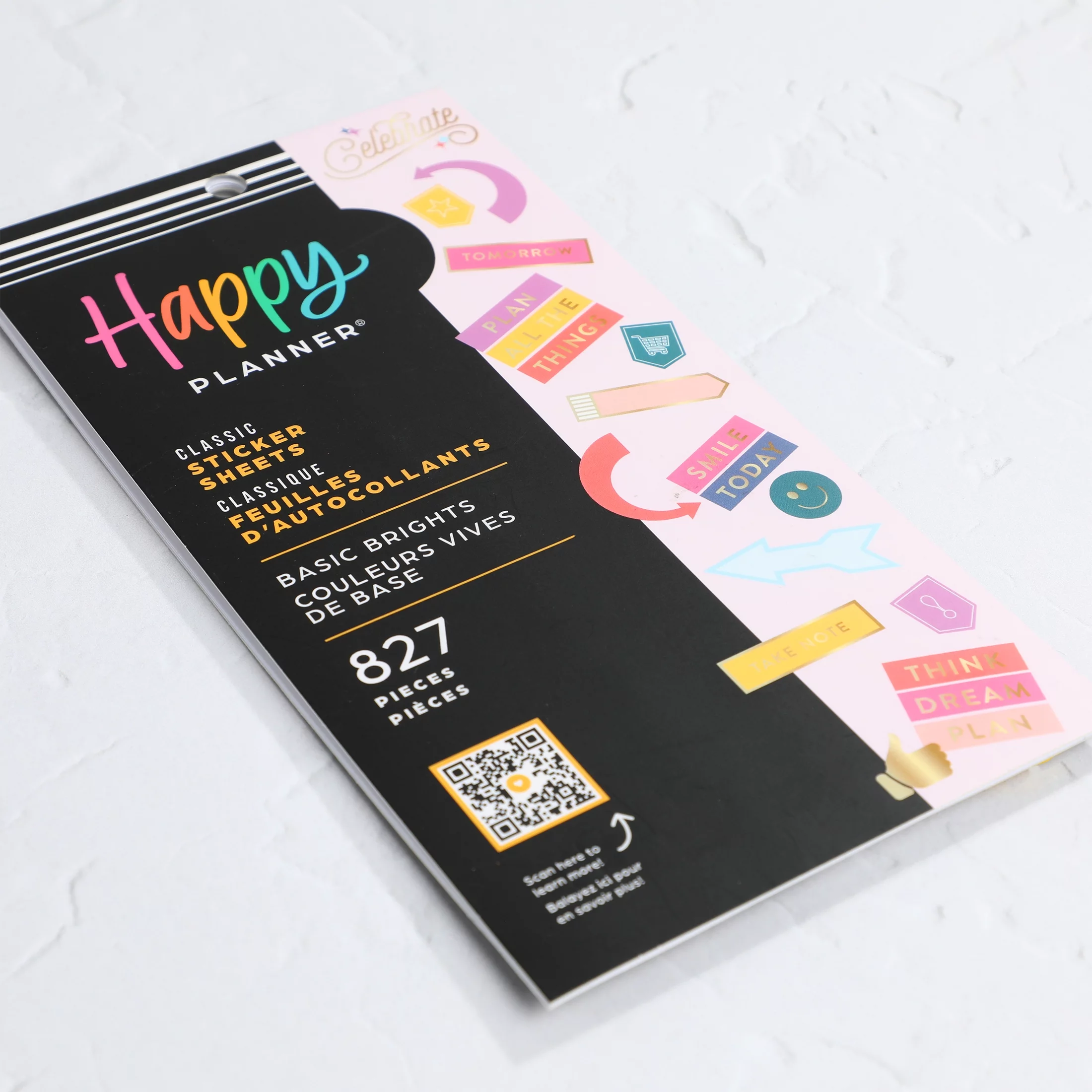 Happy Planner, 10 Sheet Sticker Pack, Basic Brights Theme, 4.75 x 9